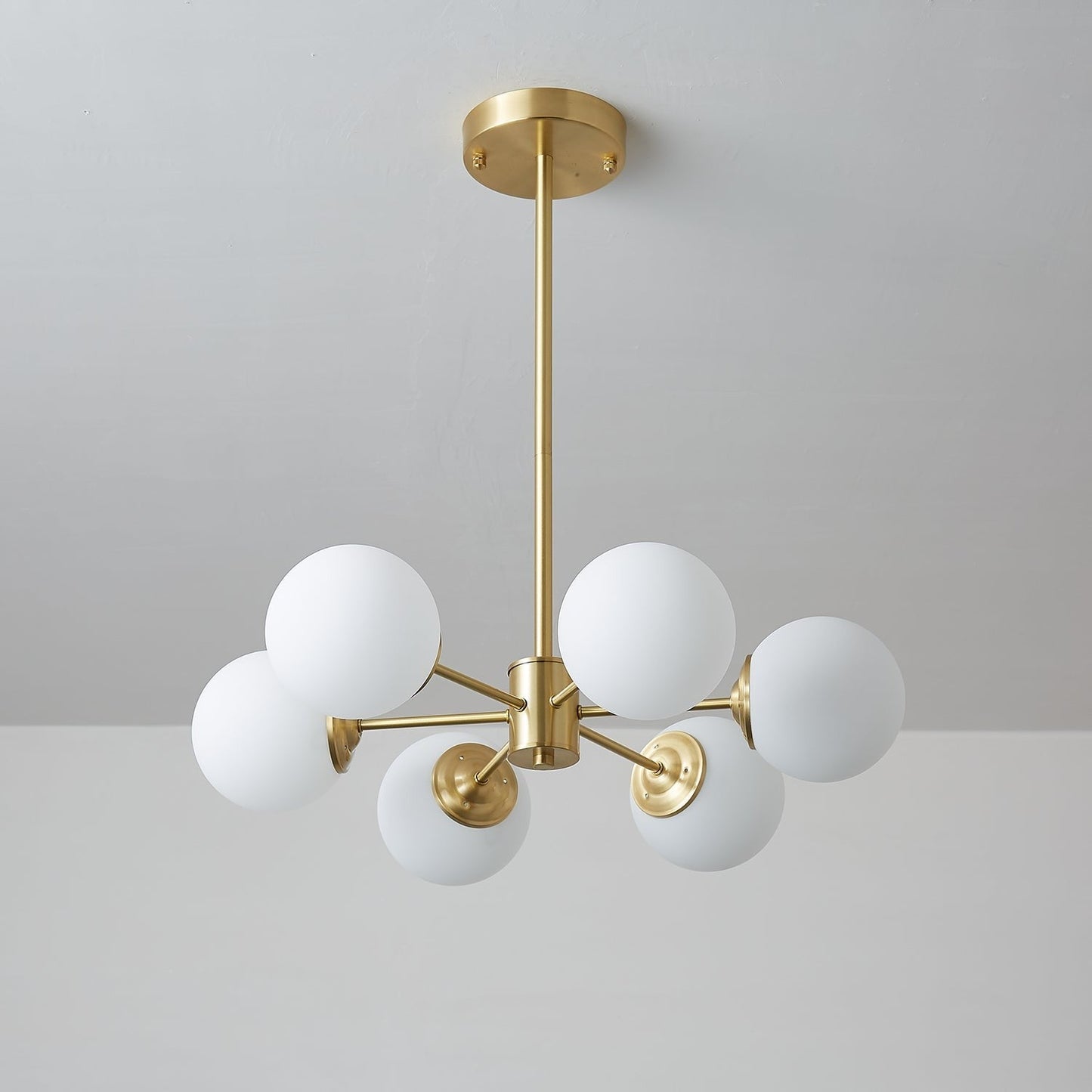 Floating Orb Brass Chandelier