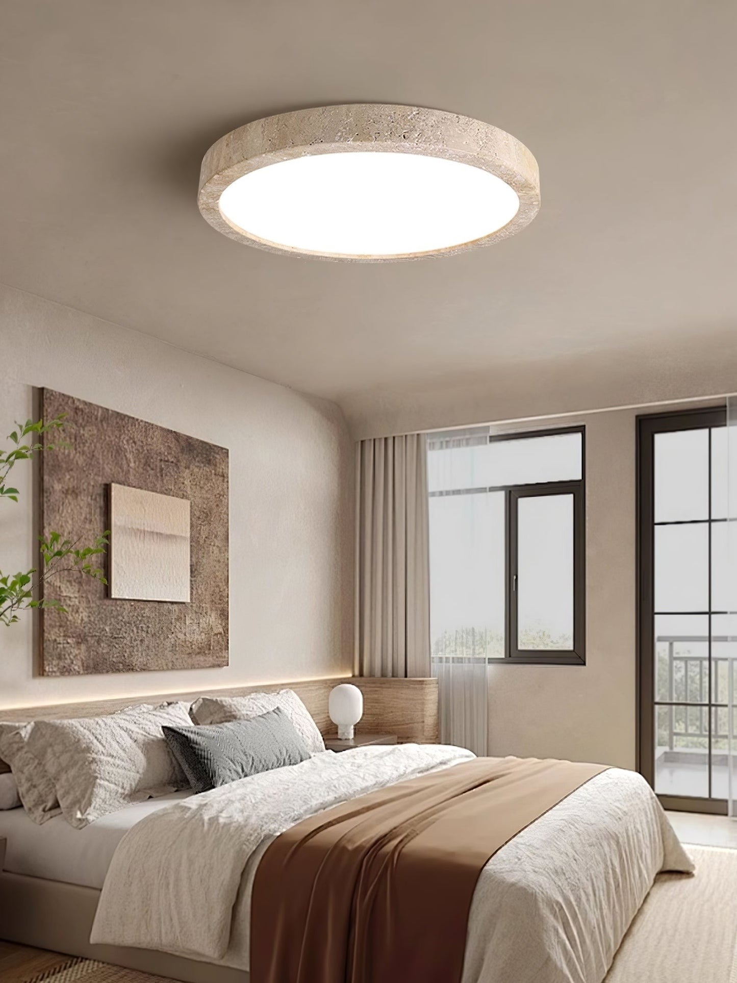 Horizon Travertine Flush Ceiling Light