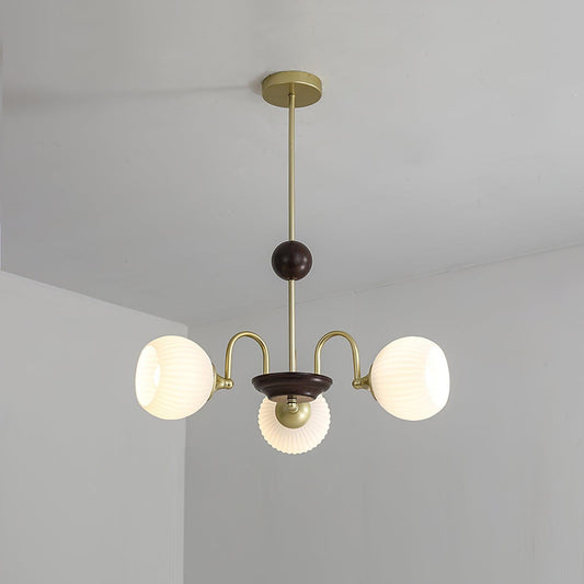 Ribbed Glass Sculptural Chandelier