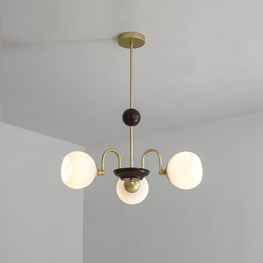 Ribbed Glass Sculptural Chandelier
