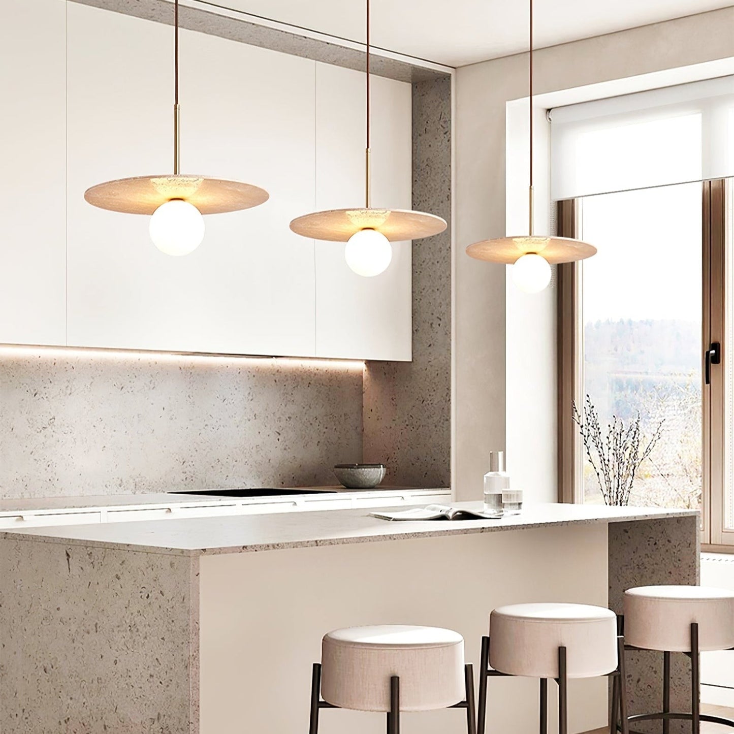 Celestial Travertine Pendant Light