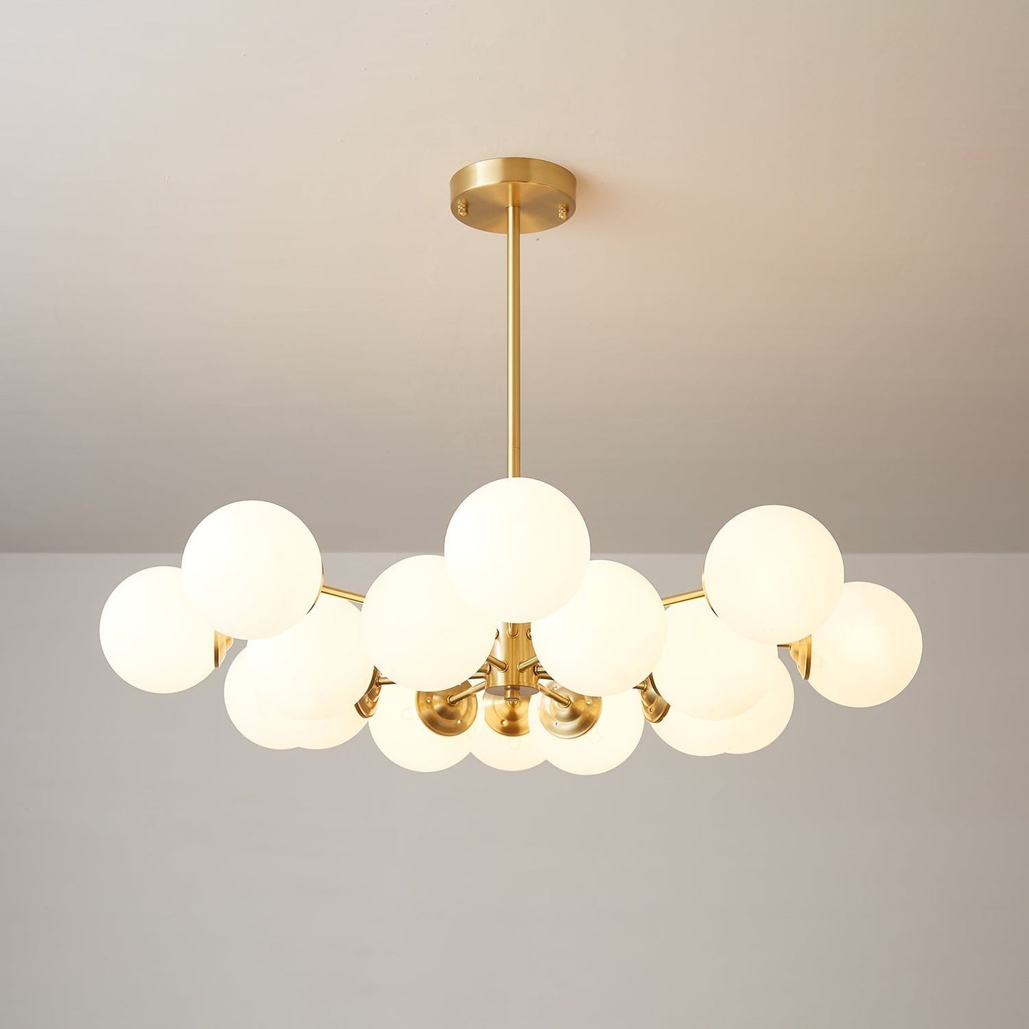 Floating Orb Brass Chandelier