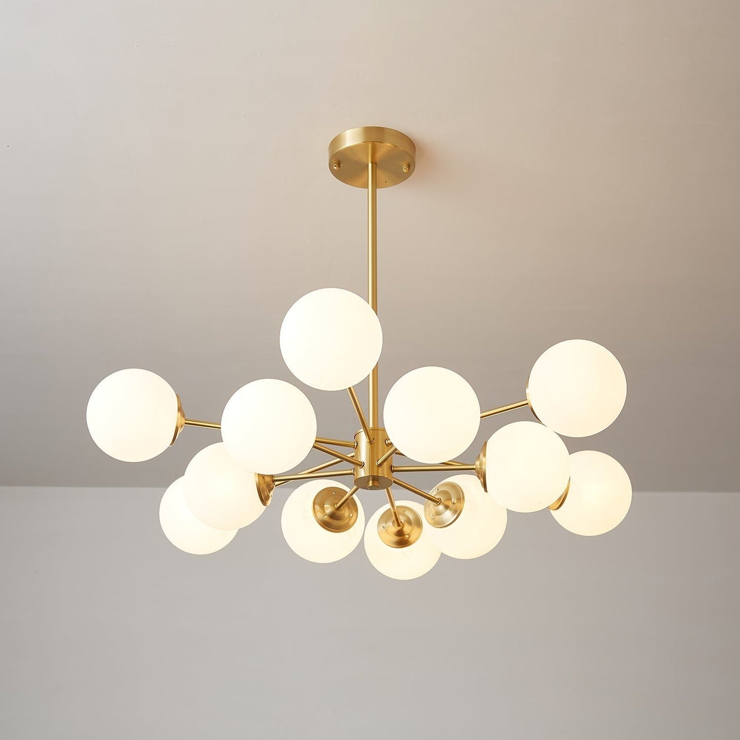 Floating Orb Brass Chandelier