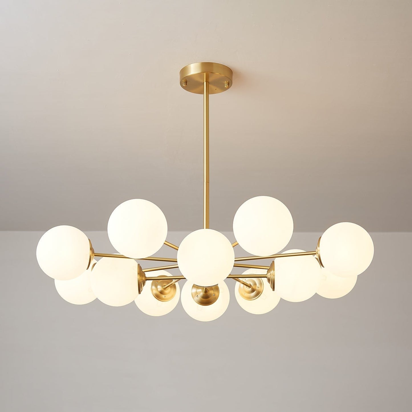 Floating Orb Brass Chandelier