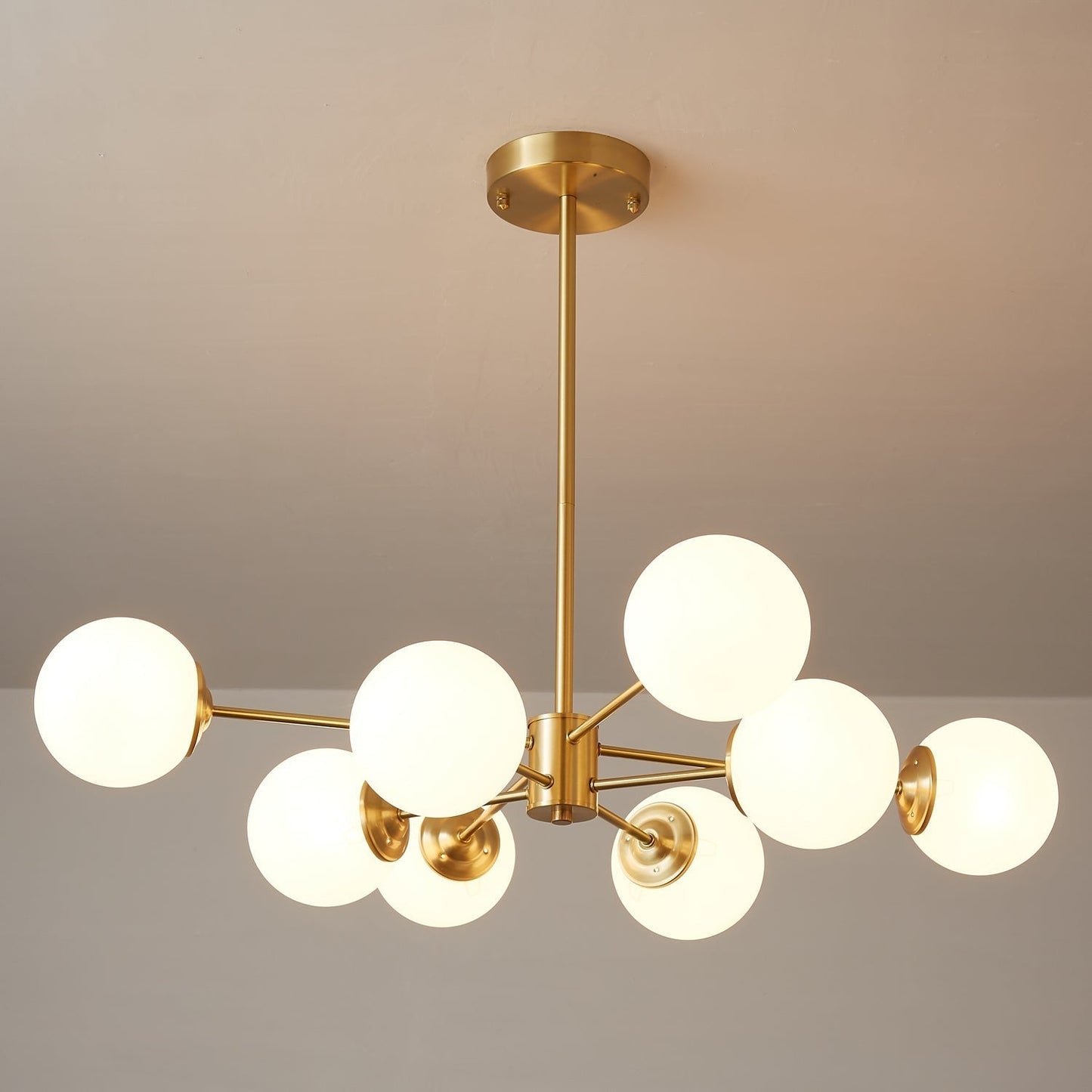 Floating Orb Brass Chandelier