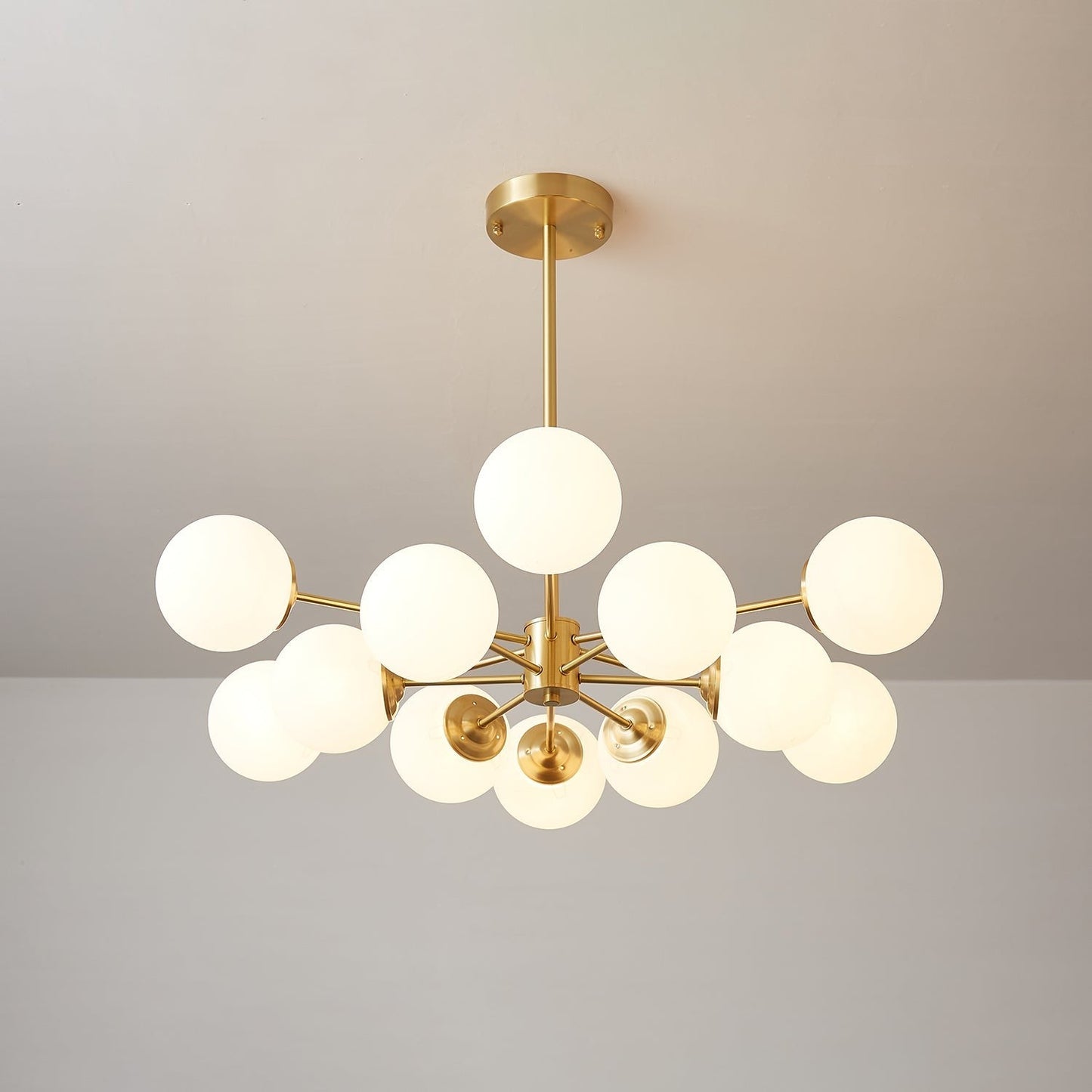 Floating Orb Brass Chandelier