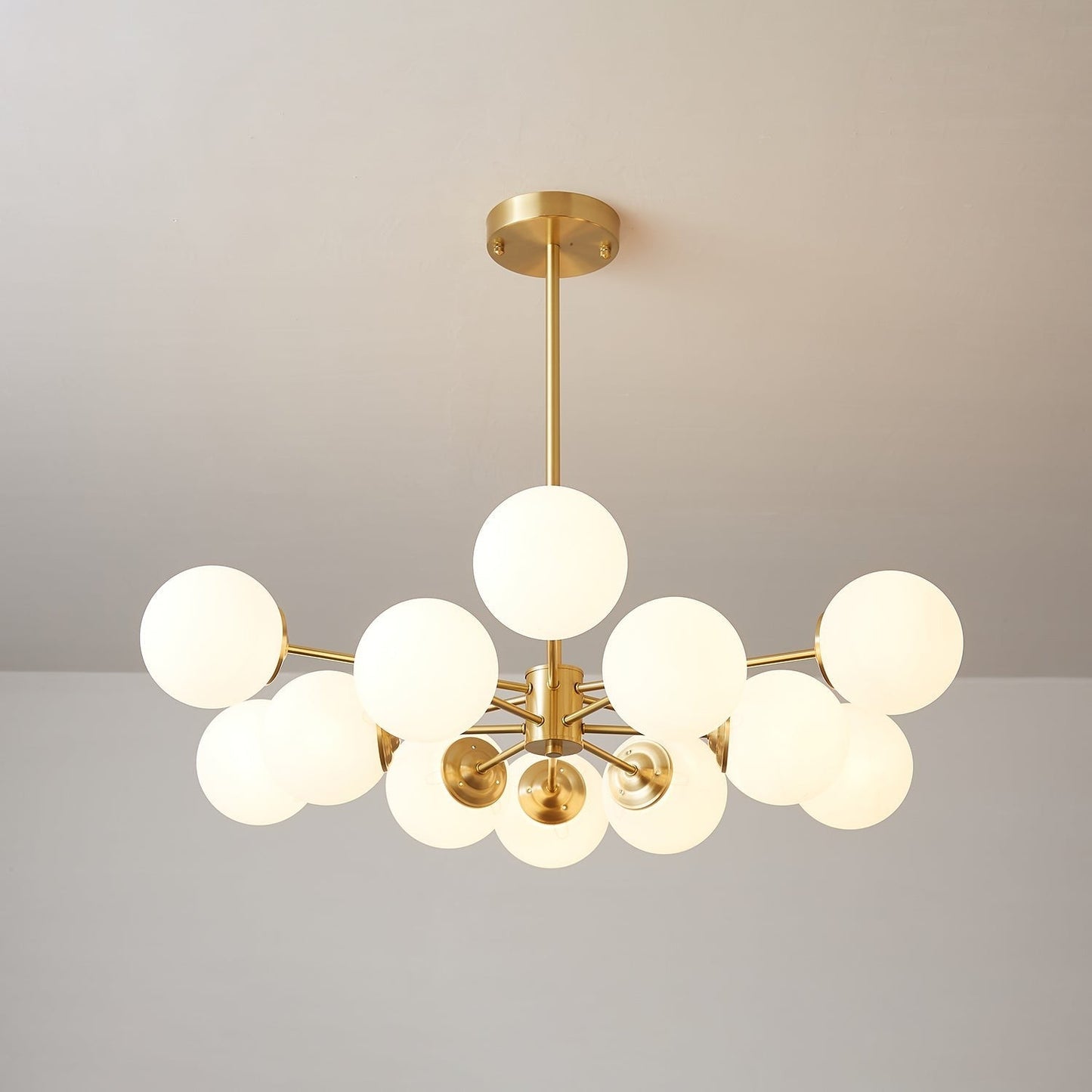 Floating Orb Brass Chandelier