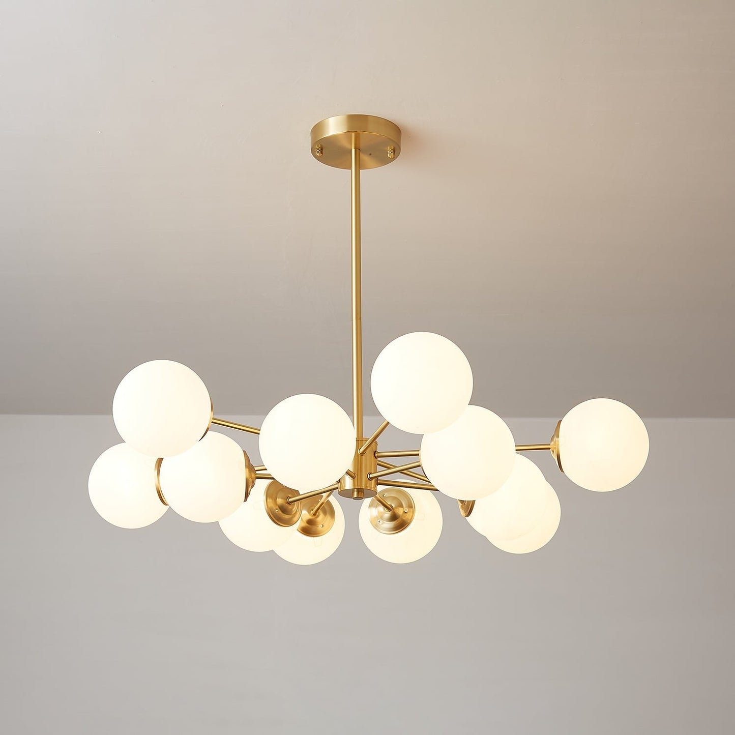 Floating Orb Brass Chandelier