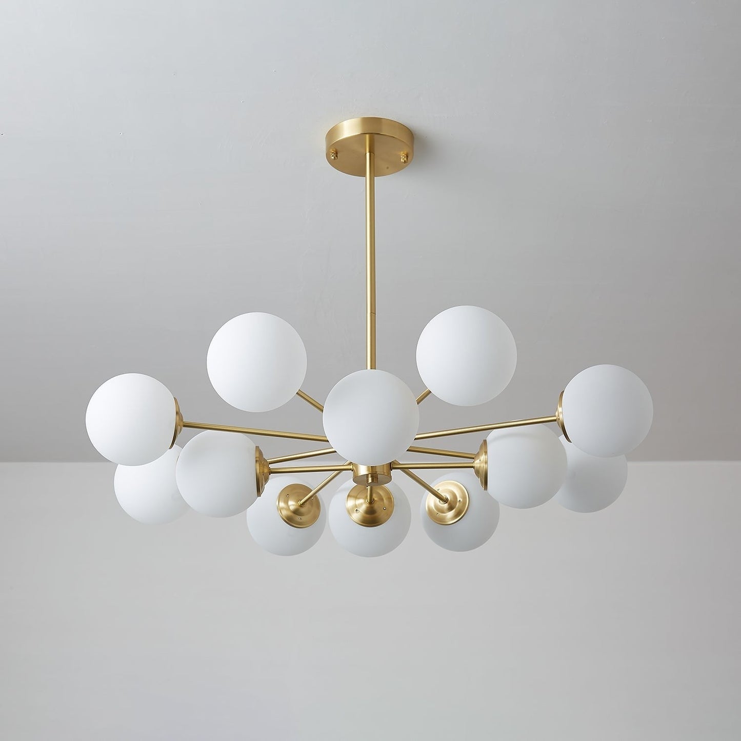 Floating Orb Brass Chandelier