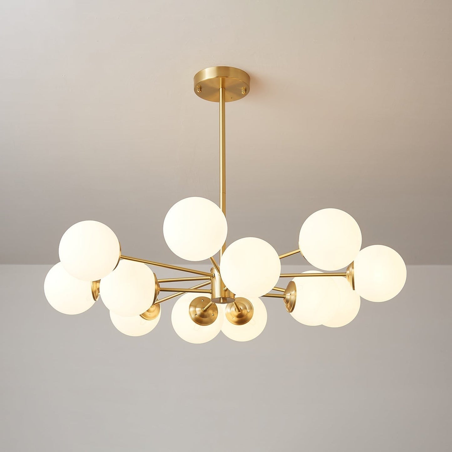 Floating Orb Brass Chandelier