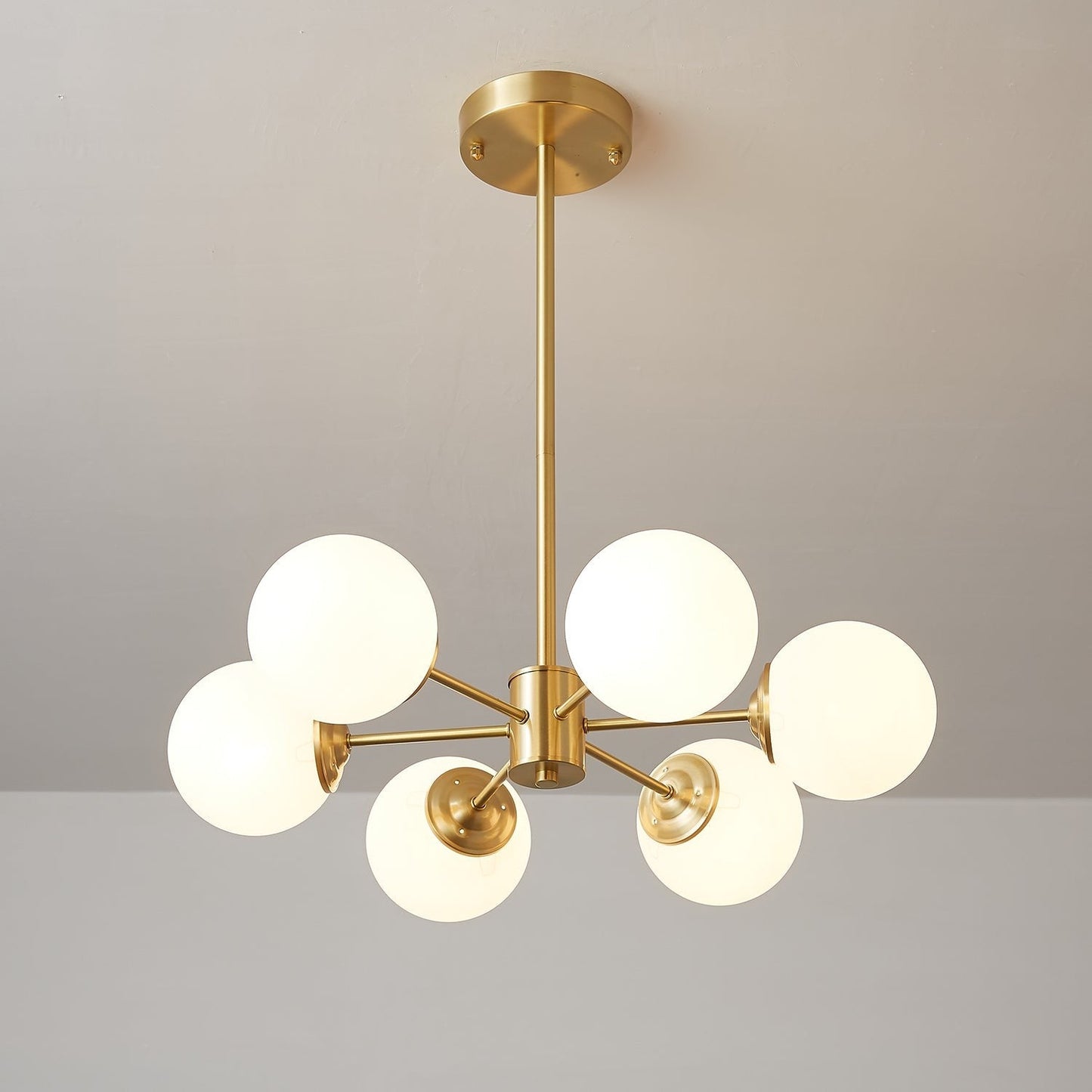 Floating Orb Brass Chandelier