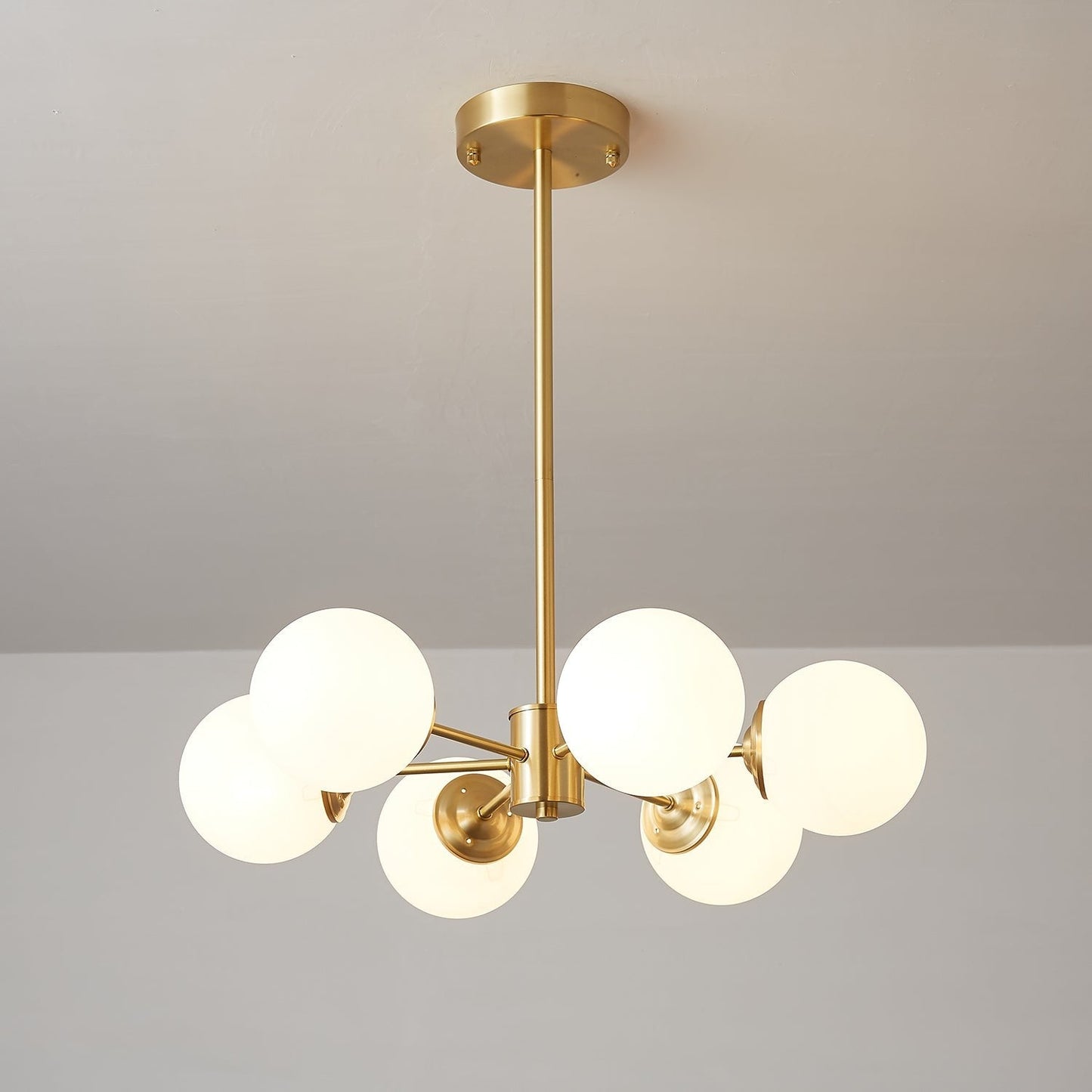 Floating Orb Brass Chandelier