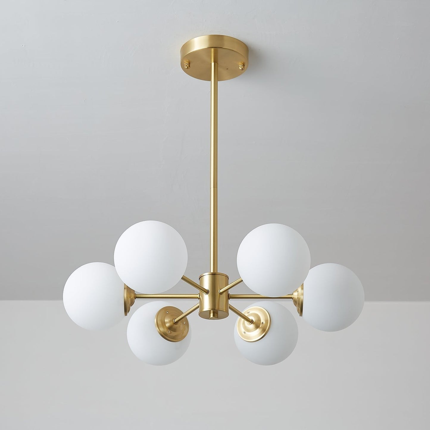 Floating Orb Brass Chandelier