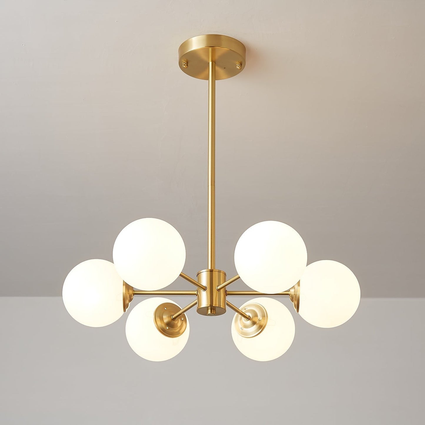 Floating Orb Brass Chandelier