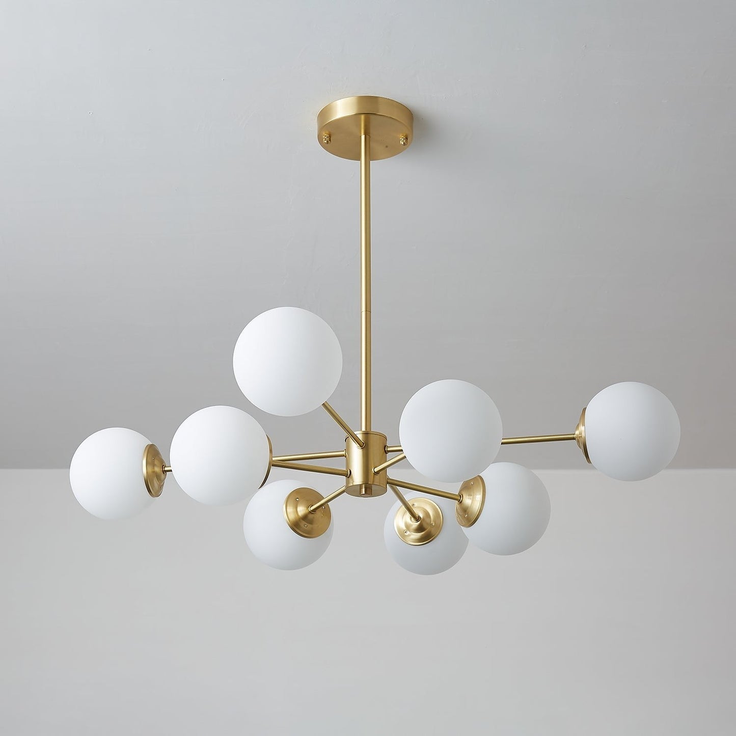 Floating Orb Brass Chandelier