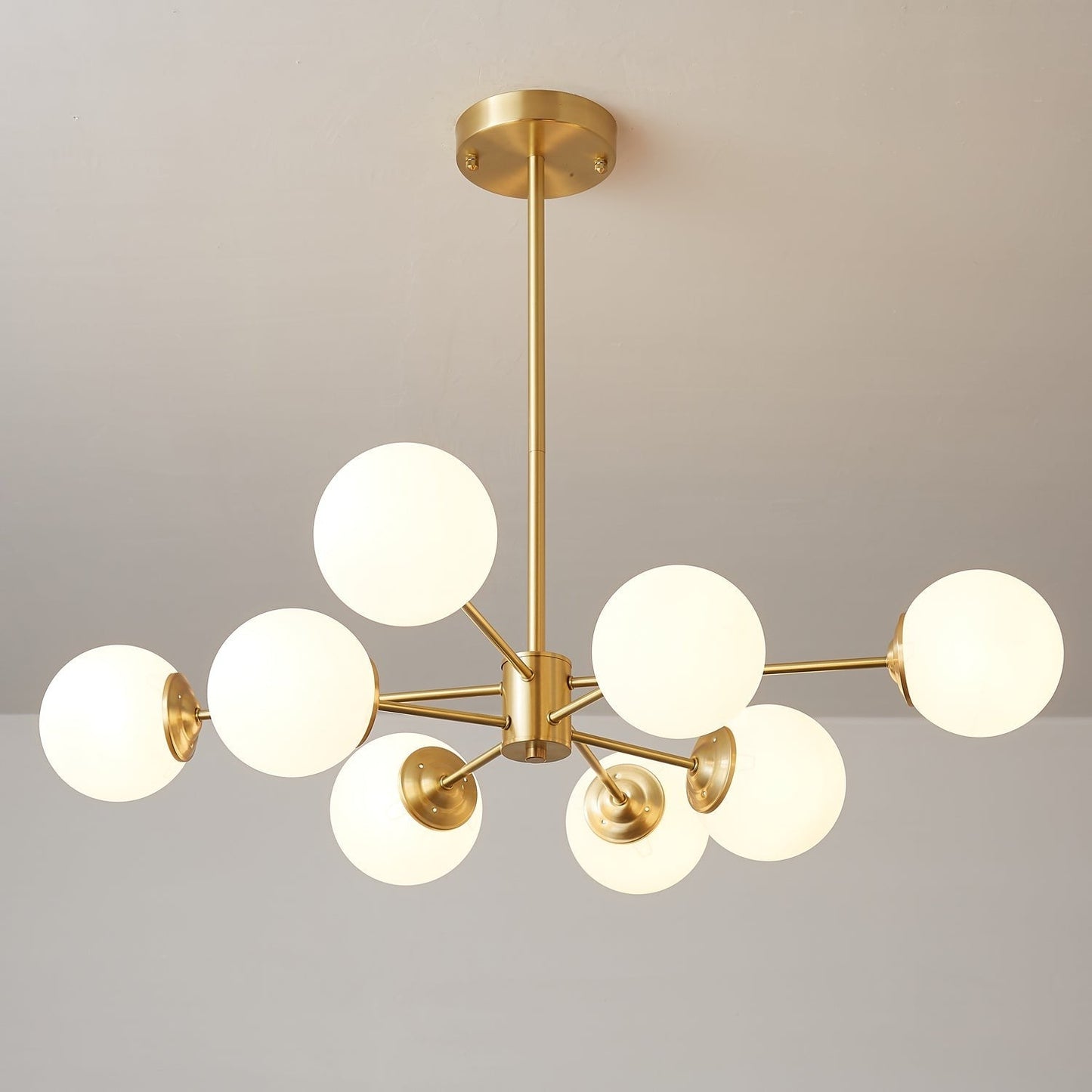 Floating Orb Brass Chandelier