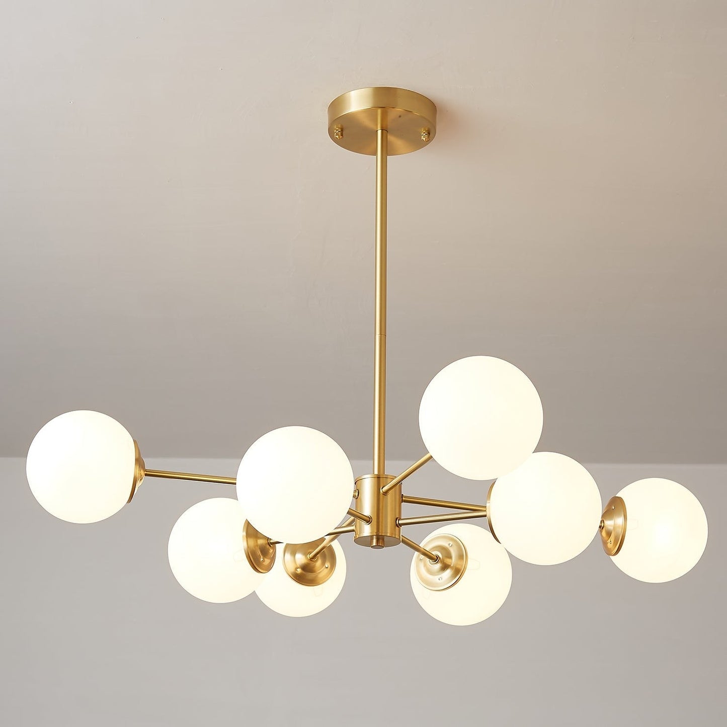 Floating Orb Brass Chandelier