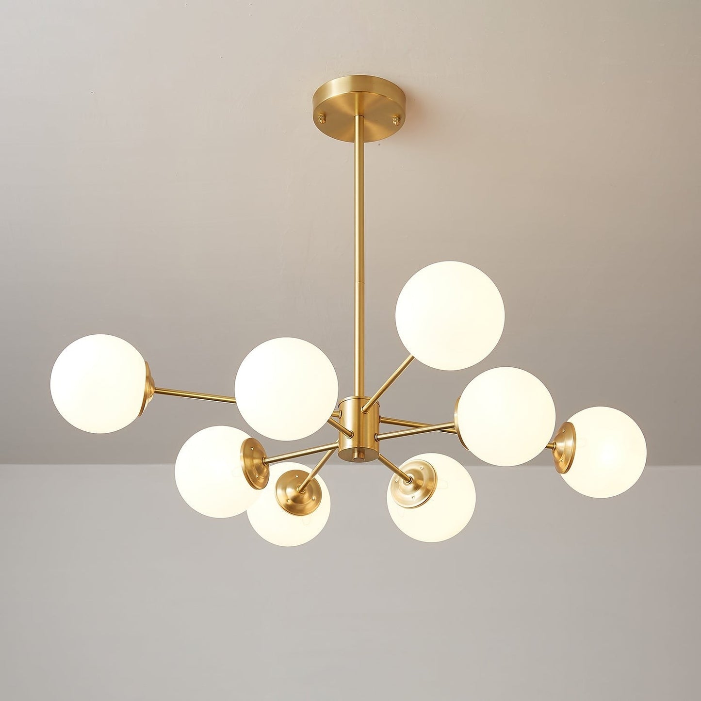 Floating Orb Brass Chandelier