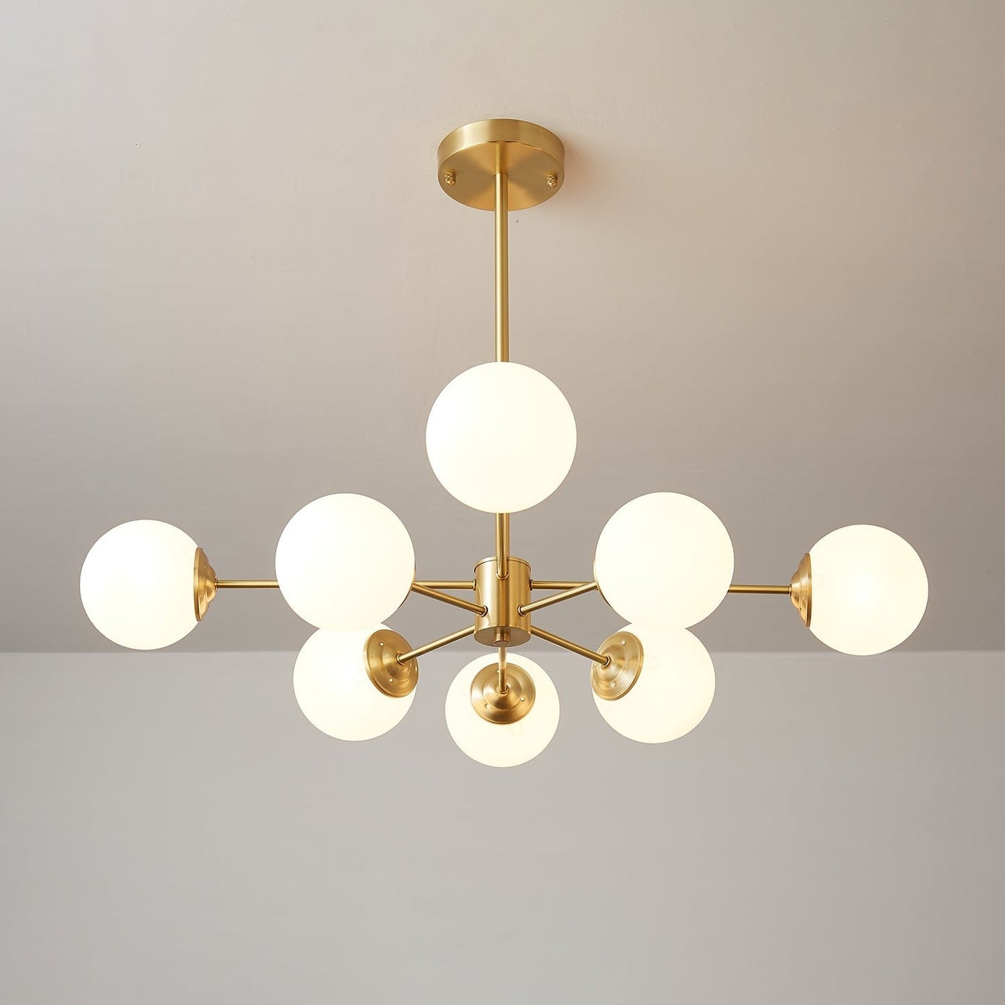 Floating Orb Brass Chandelier