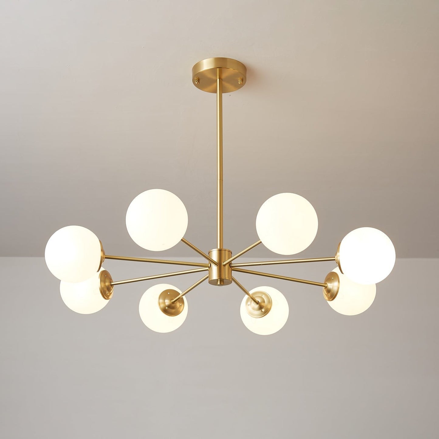 Floating Orb Brass Chandelier