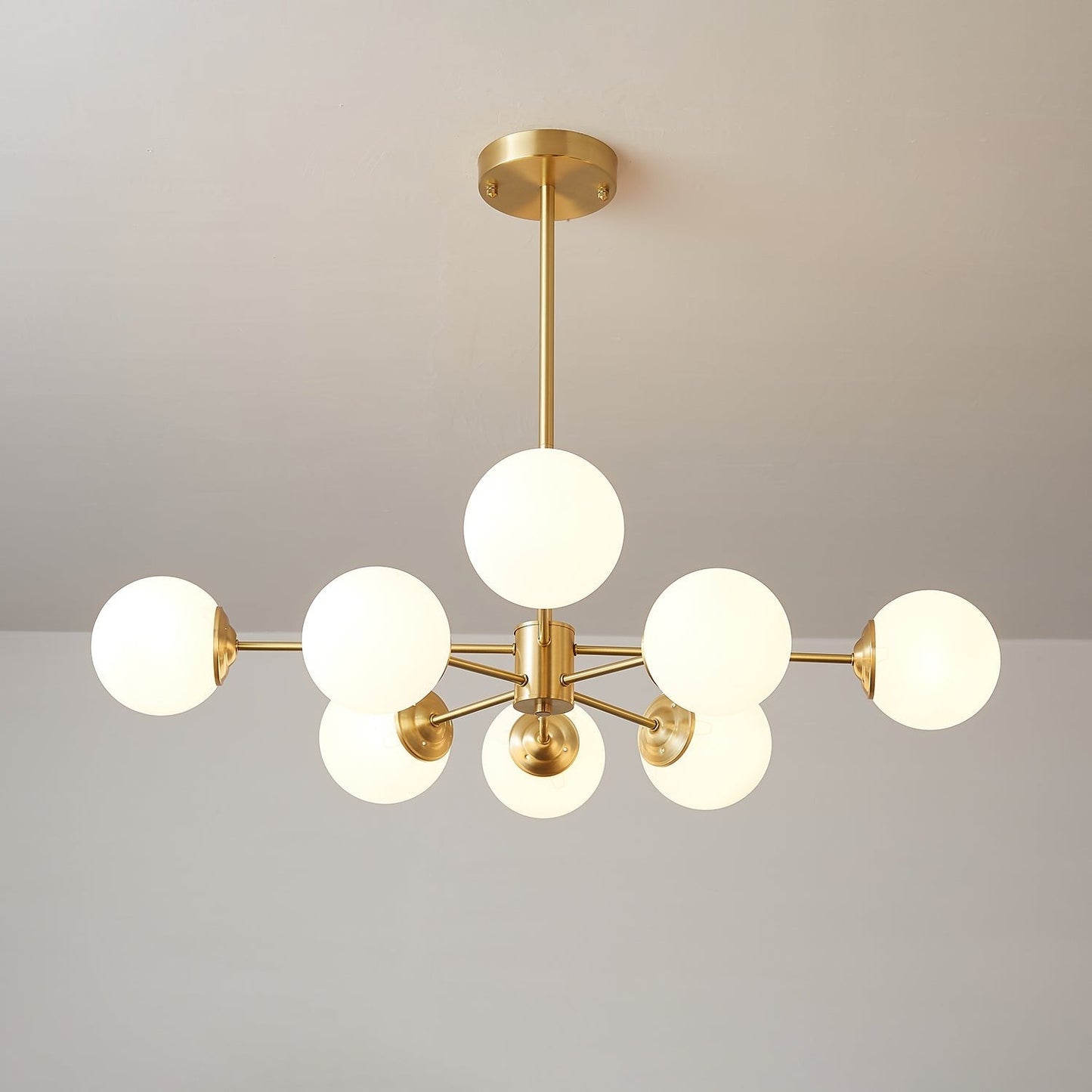 Floating Orb Brass Chandelier