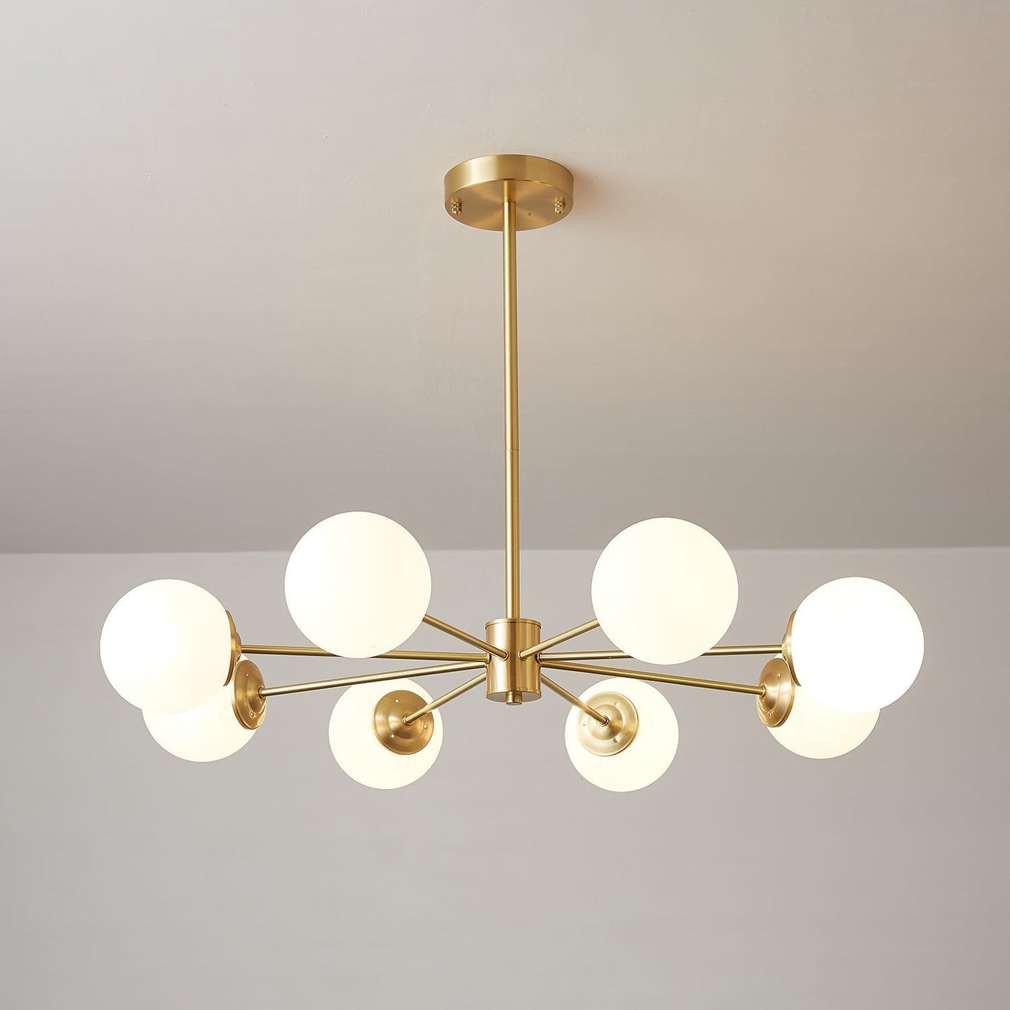 Floating Orb Brass Chandelier