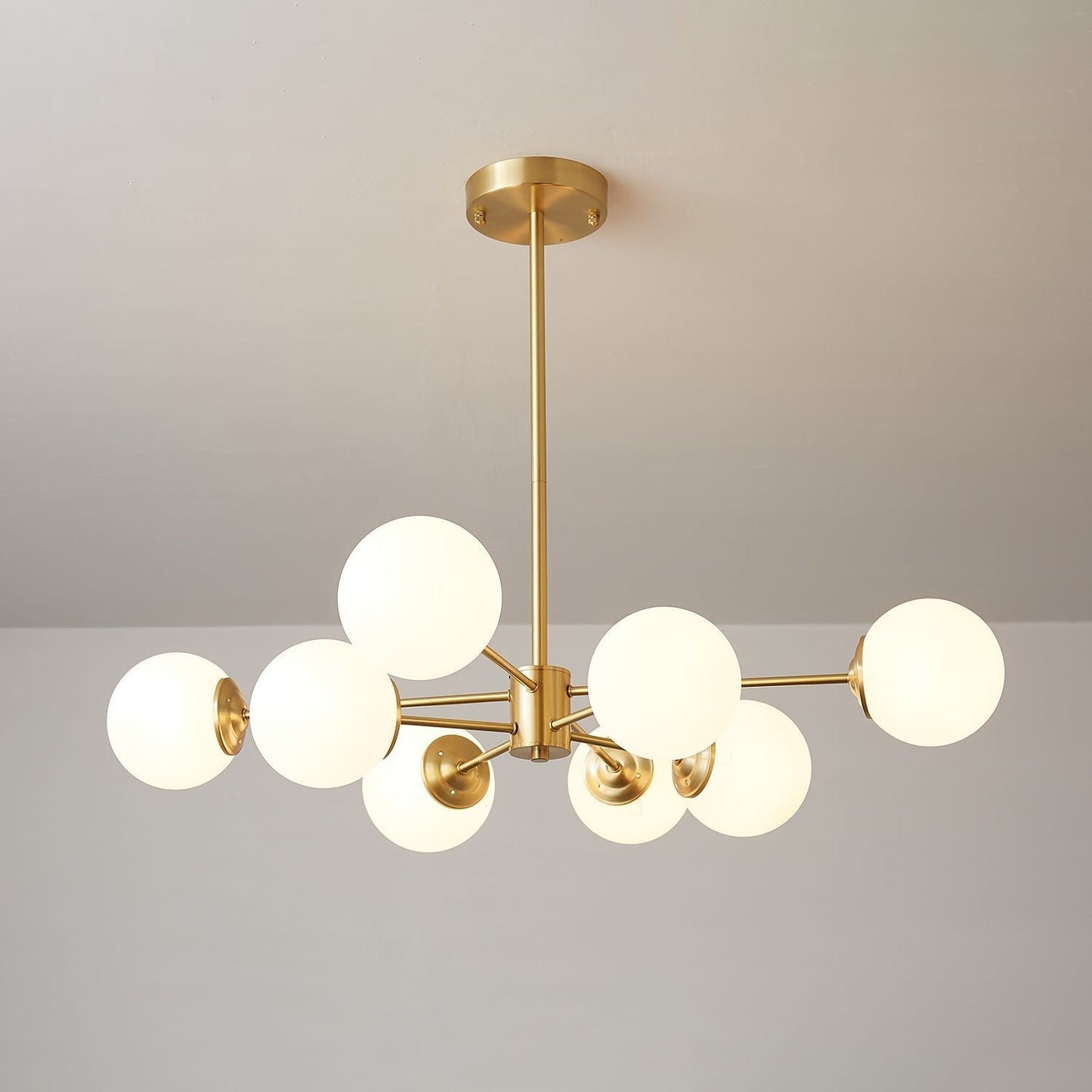 Floating Orb Brass Chandelier