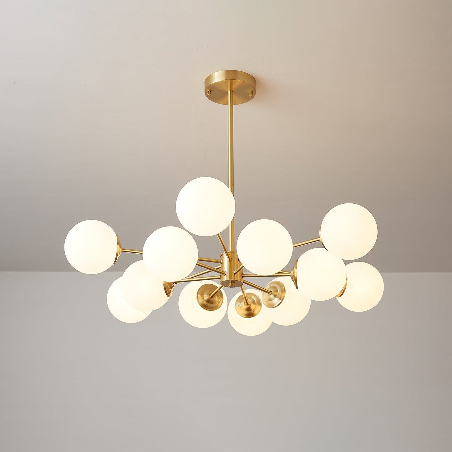 Floating Orb Brass Chandelier