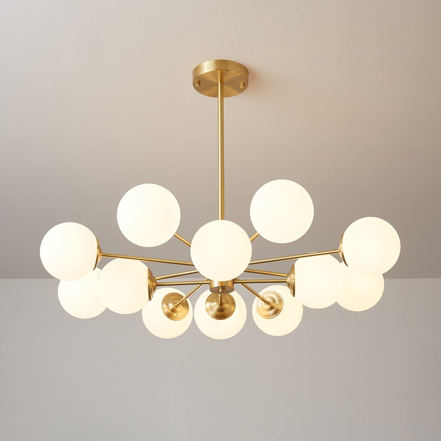 Floating Orb Brass Chandelier