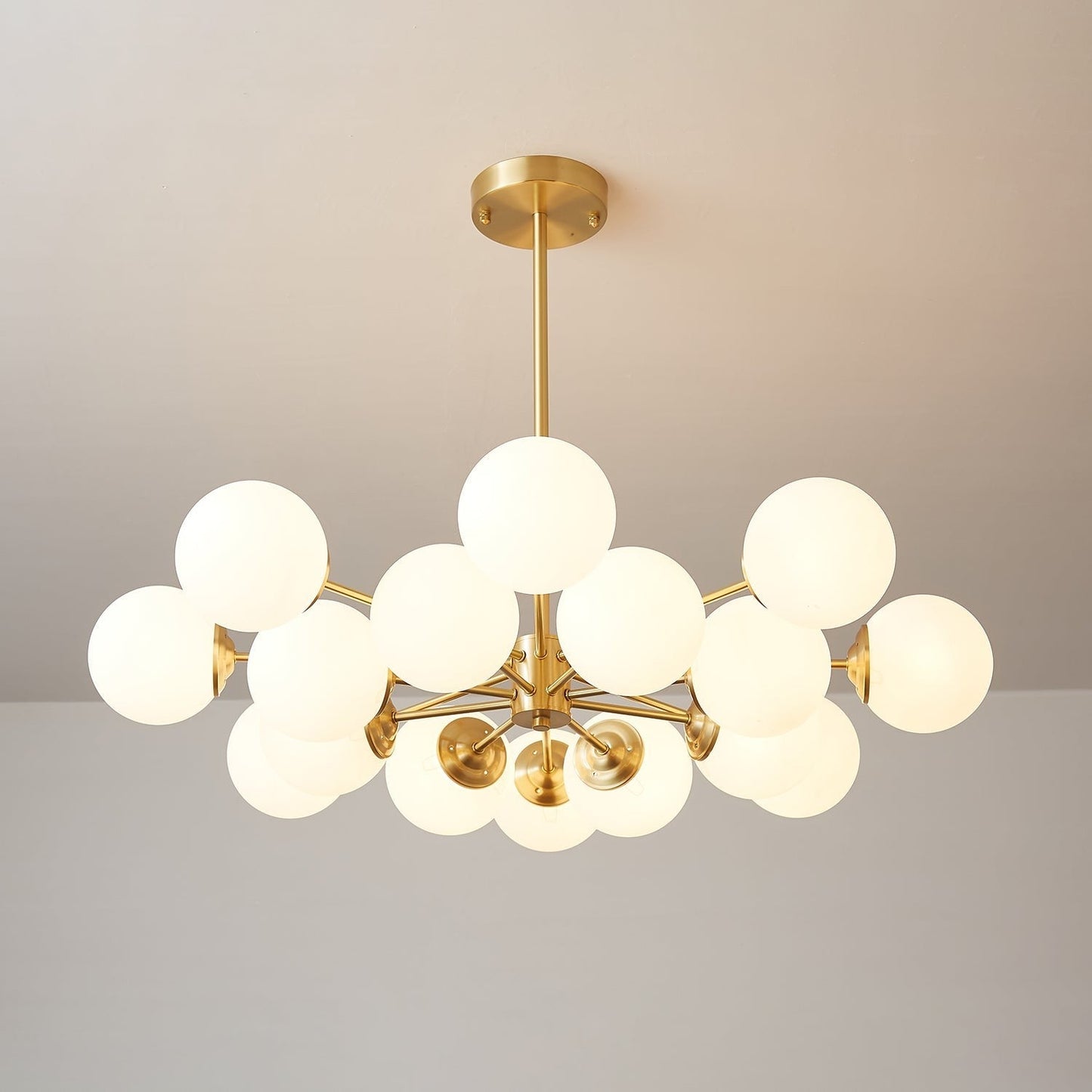 Floating Orb Brass Chandelier