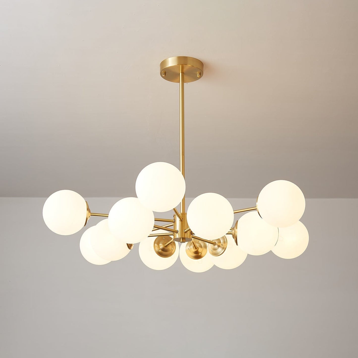 Floating Orb Brass Chandelier