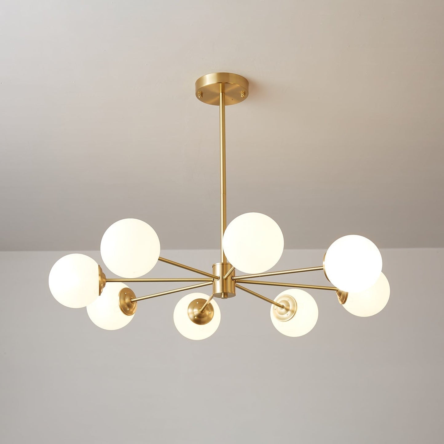 Floating Orb Brass Chandelier