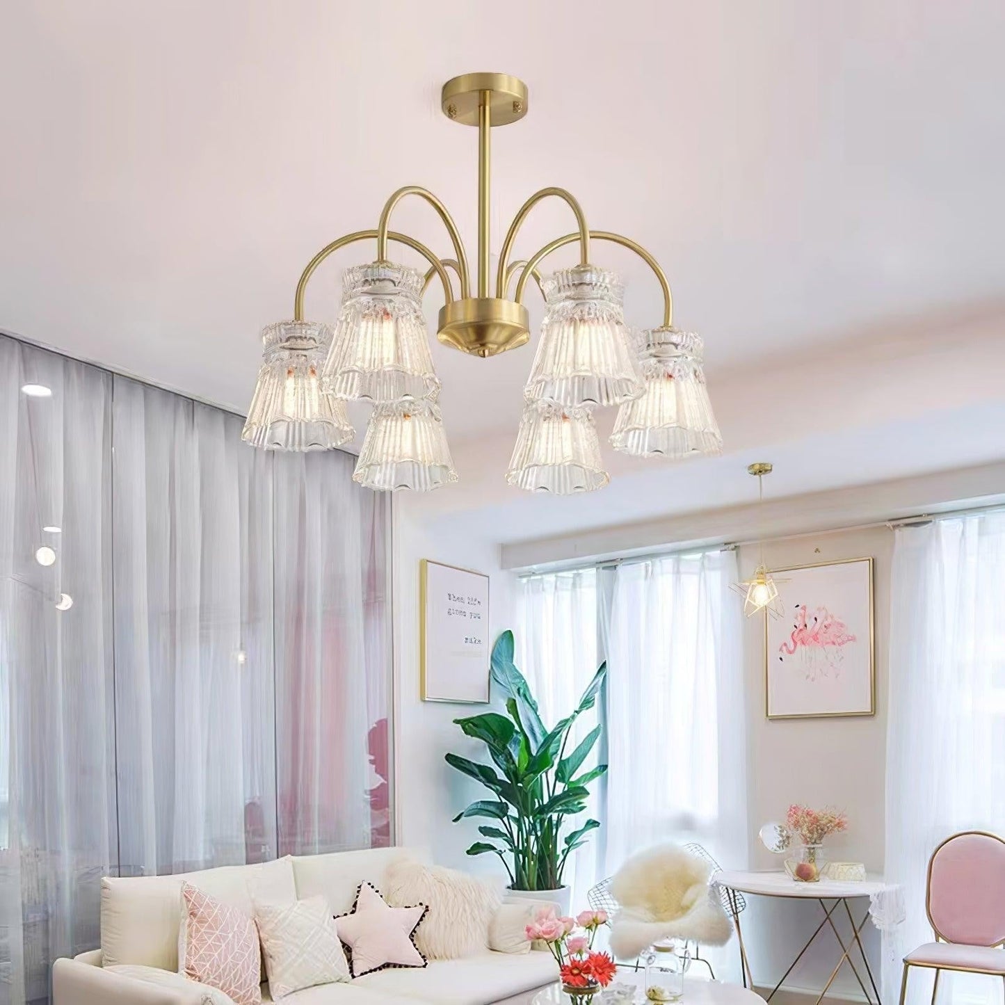 Frosted Crystal Cascade Chandelier