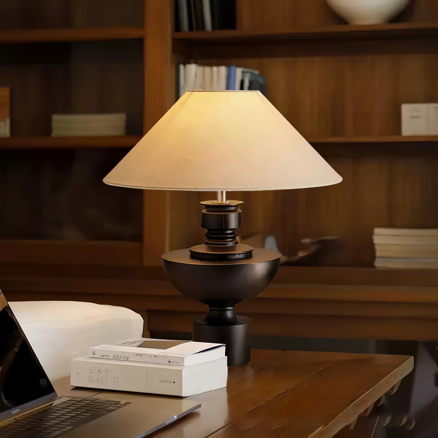 Helios Wooden Vase Table Lamp