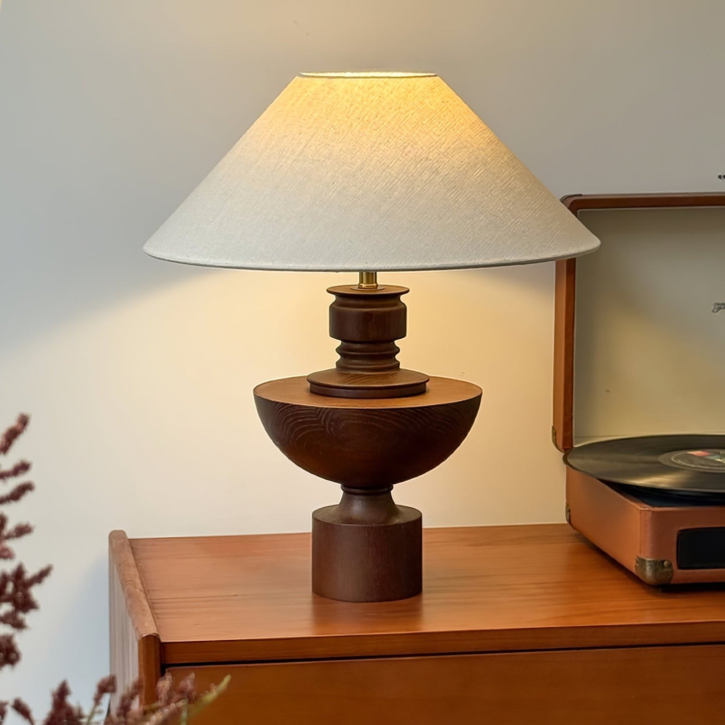 Helios Wooden Vase Table Lamp