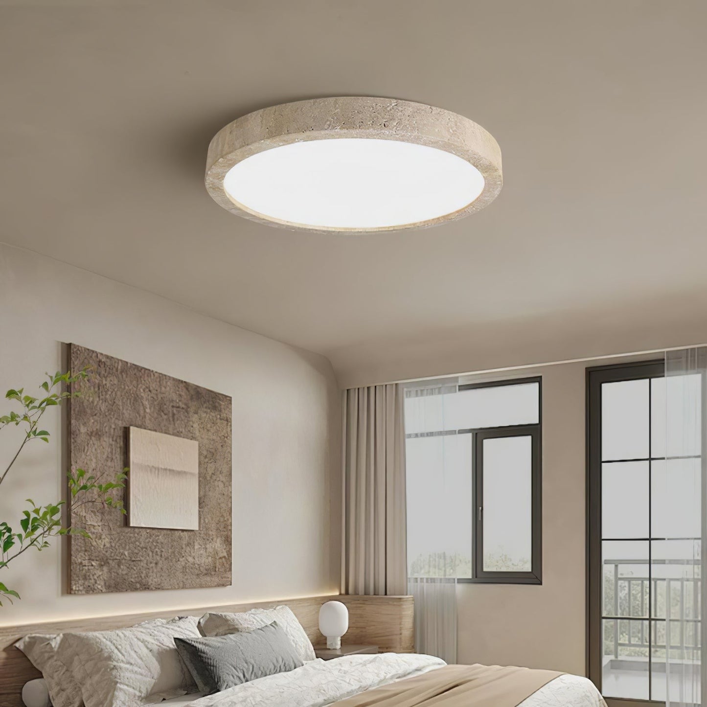 Horizon Travertine Flush Ceiling Light