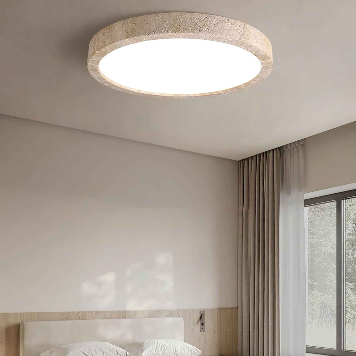 Horizon Travertine Flush Ceiling Light