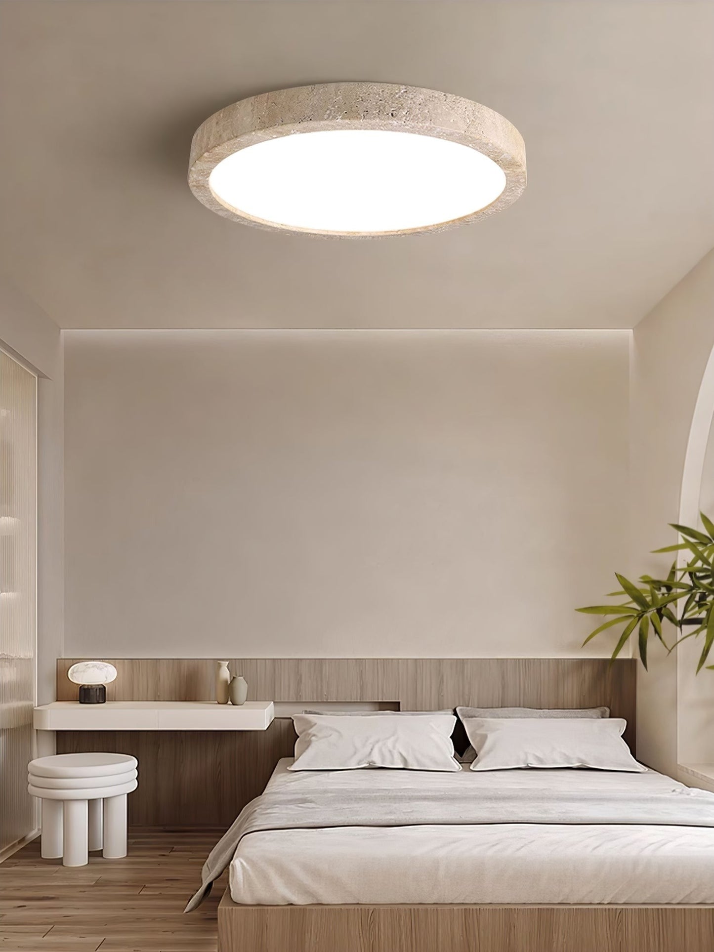 Horizon Travertine Flush Ceiling Light