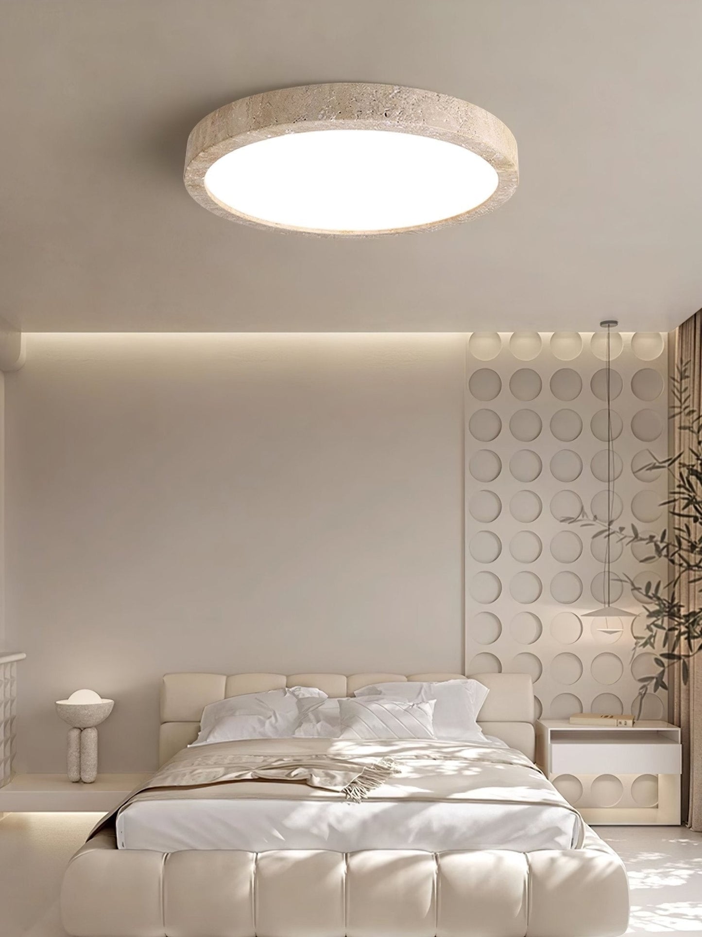 Horizon Travertine Flush Ceiling Light