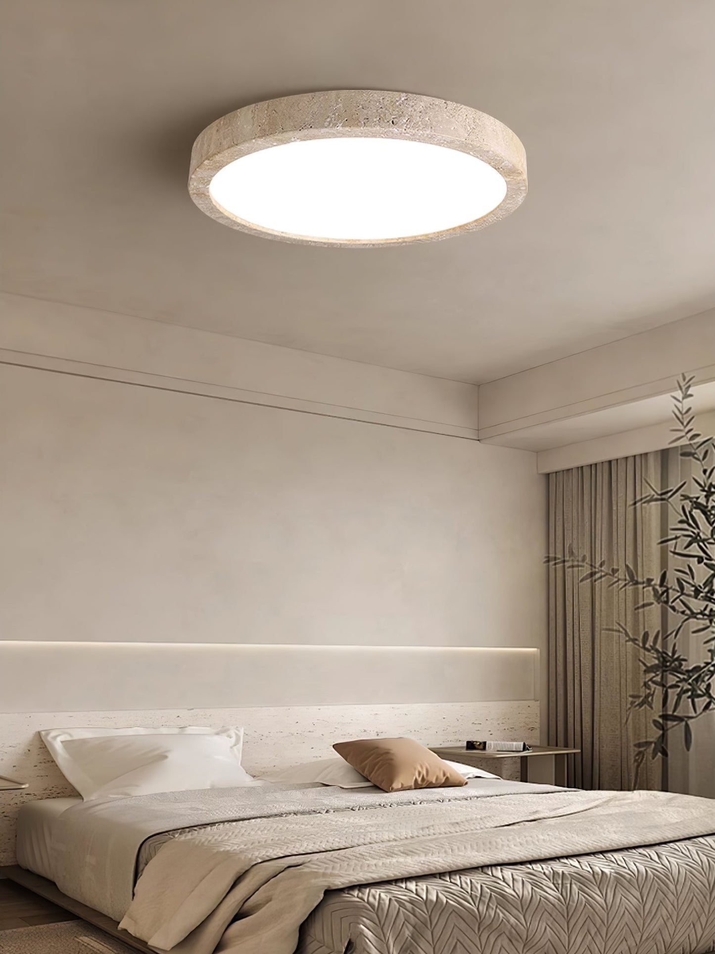 Horizon Travertine Flush Ceiling Light