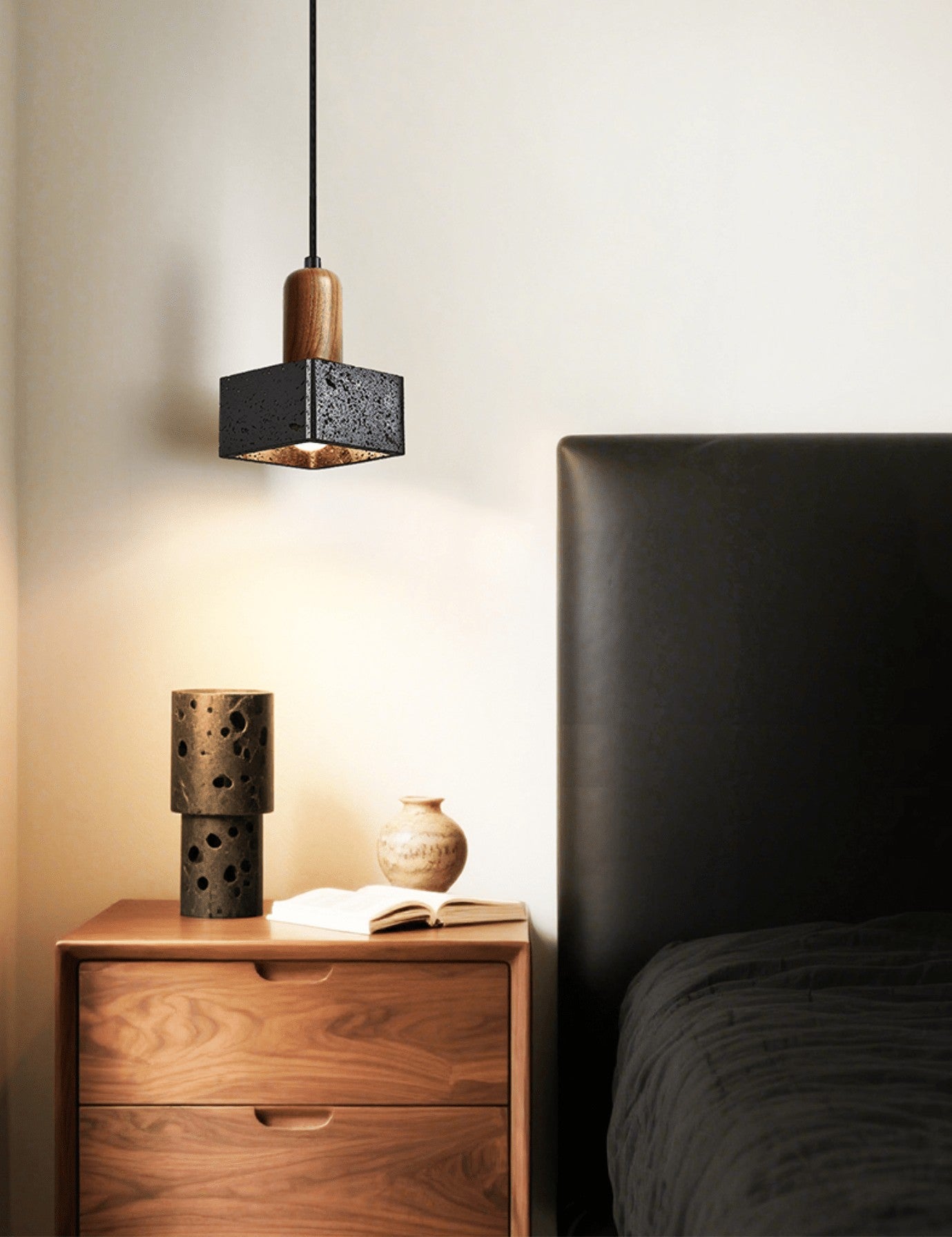 Lava Stone Cube Pendant Light