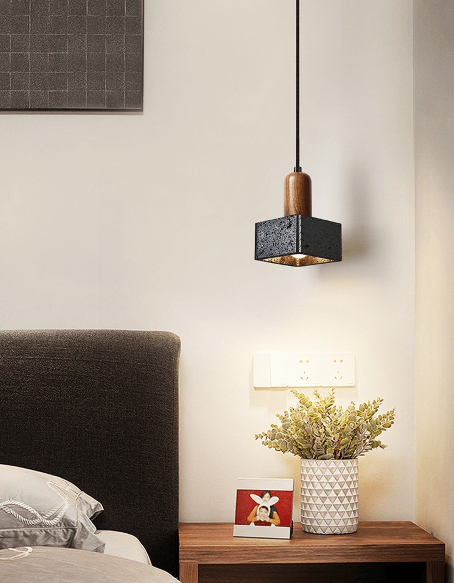 Lava Stone Cube Pendant Light