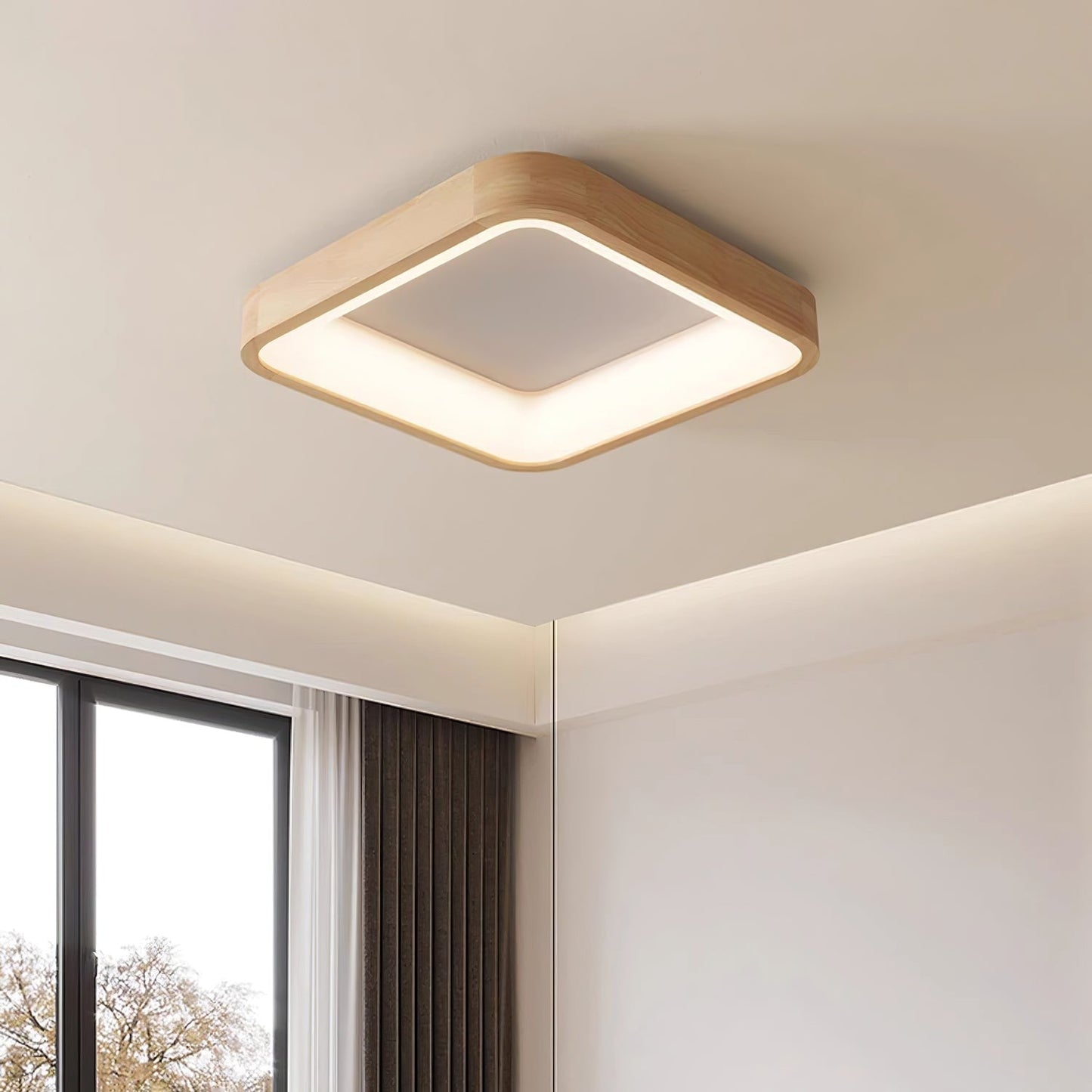 Ligna Square Flush Ceiling Light