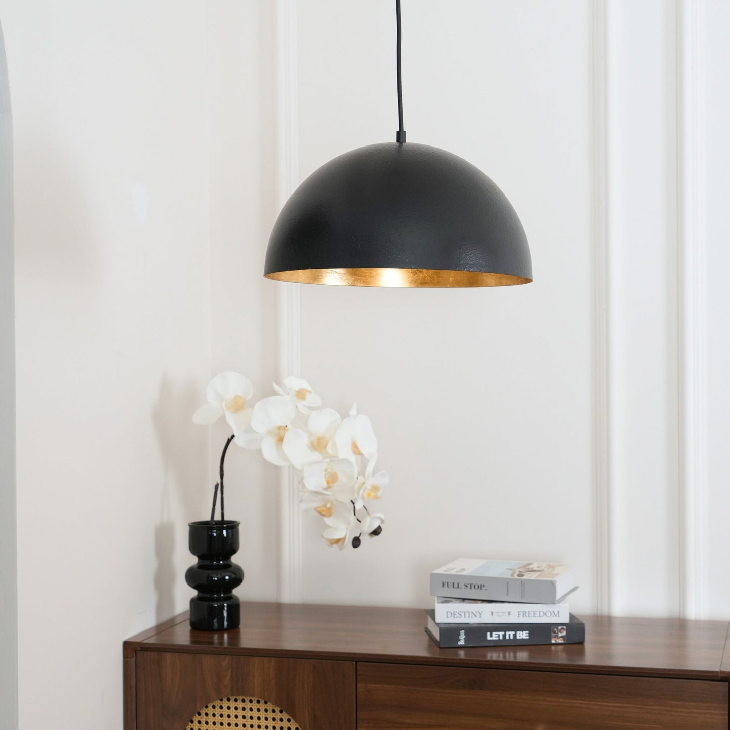 Modern Dome Pendant with Gold Interior