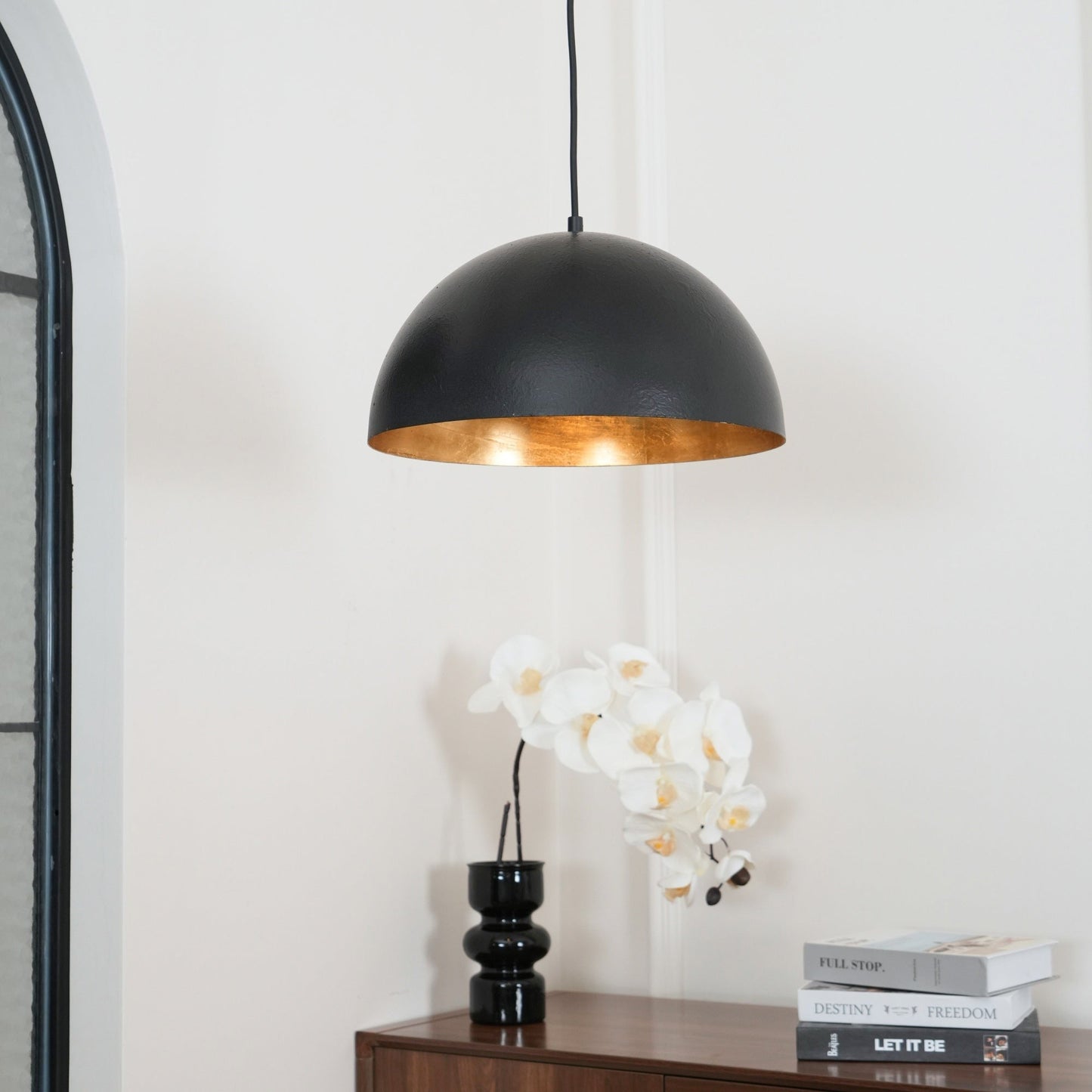 Modern Dome Pendant with Gold Interior