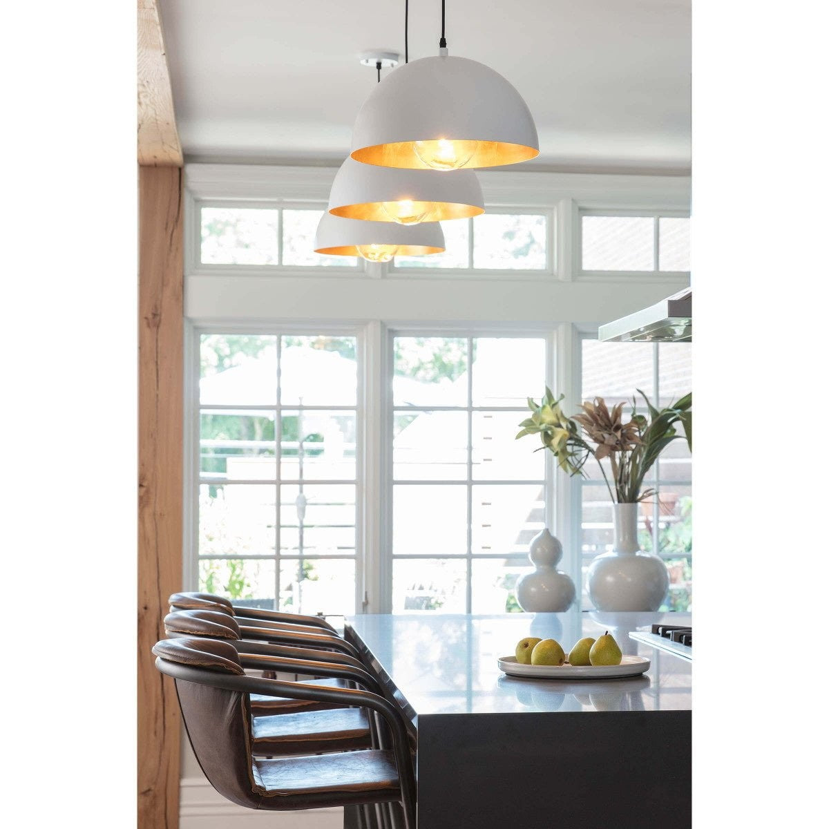 Modern Dome Pendant with Gold Interior