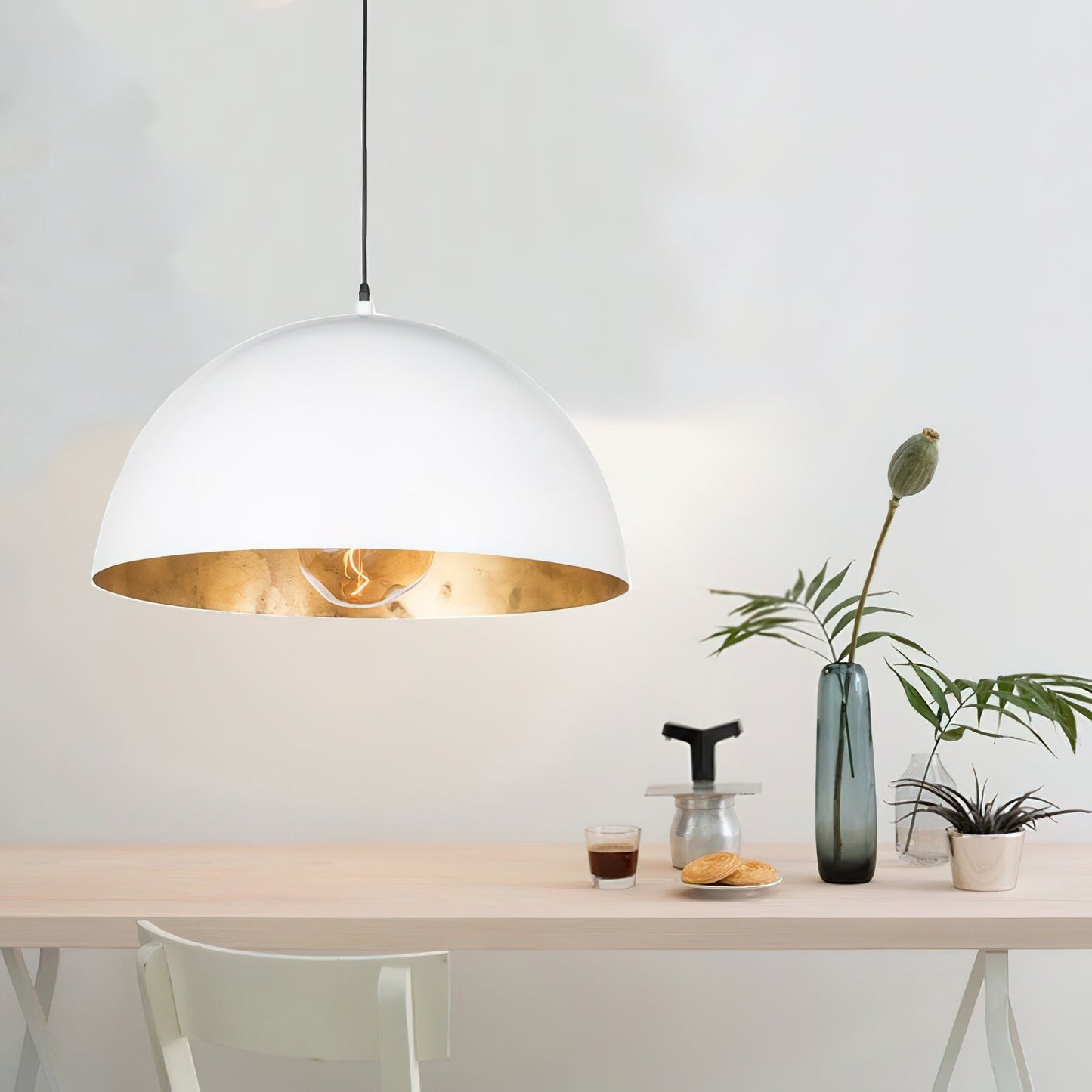 Modern Dome Pendant with Gold Interior