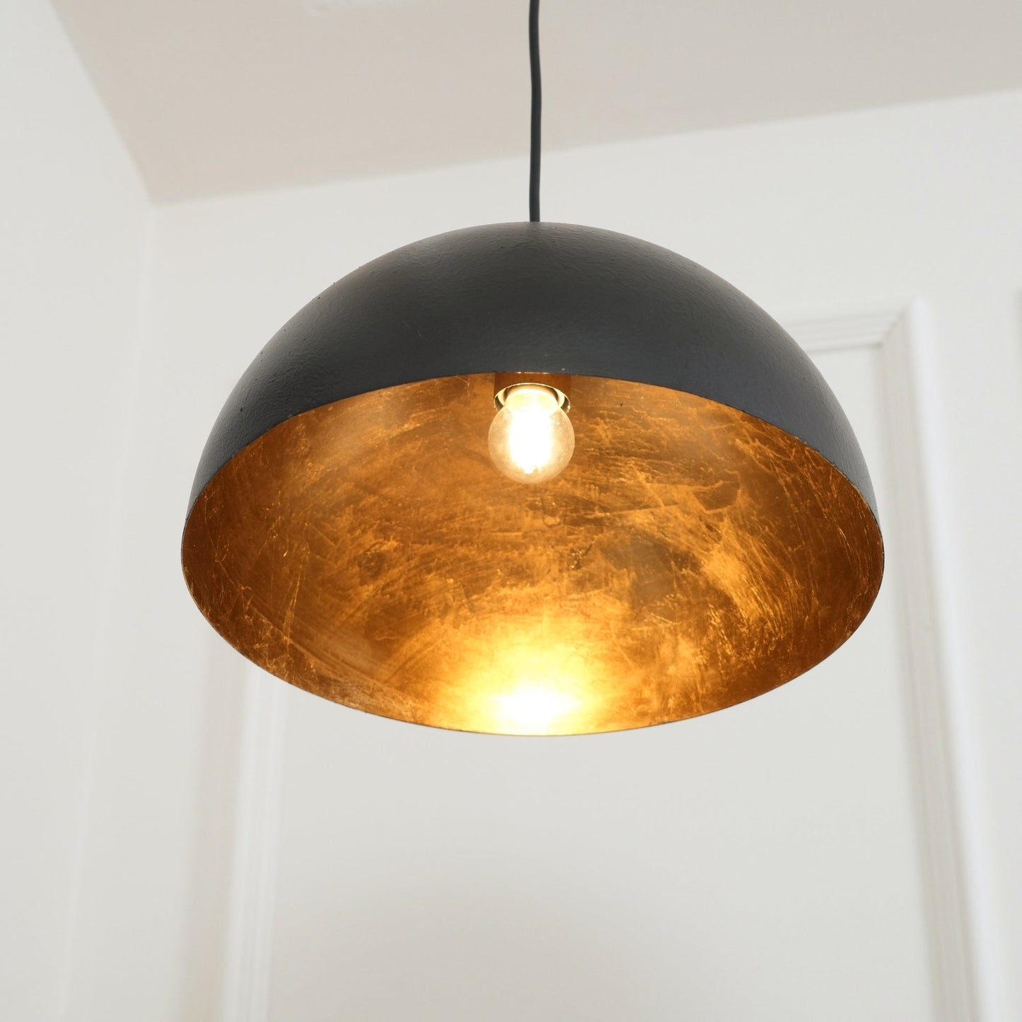 Modern Dome Pendant with Gold Interior