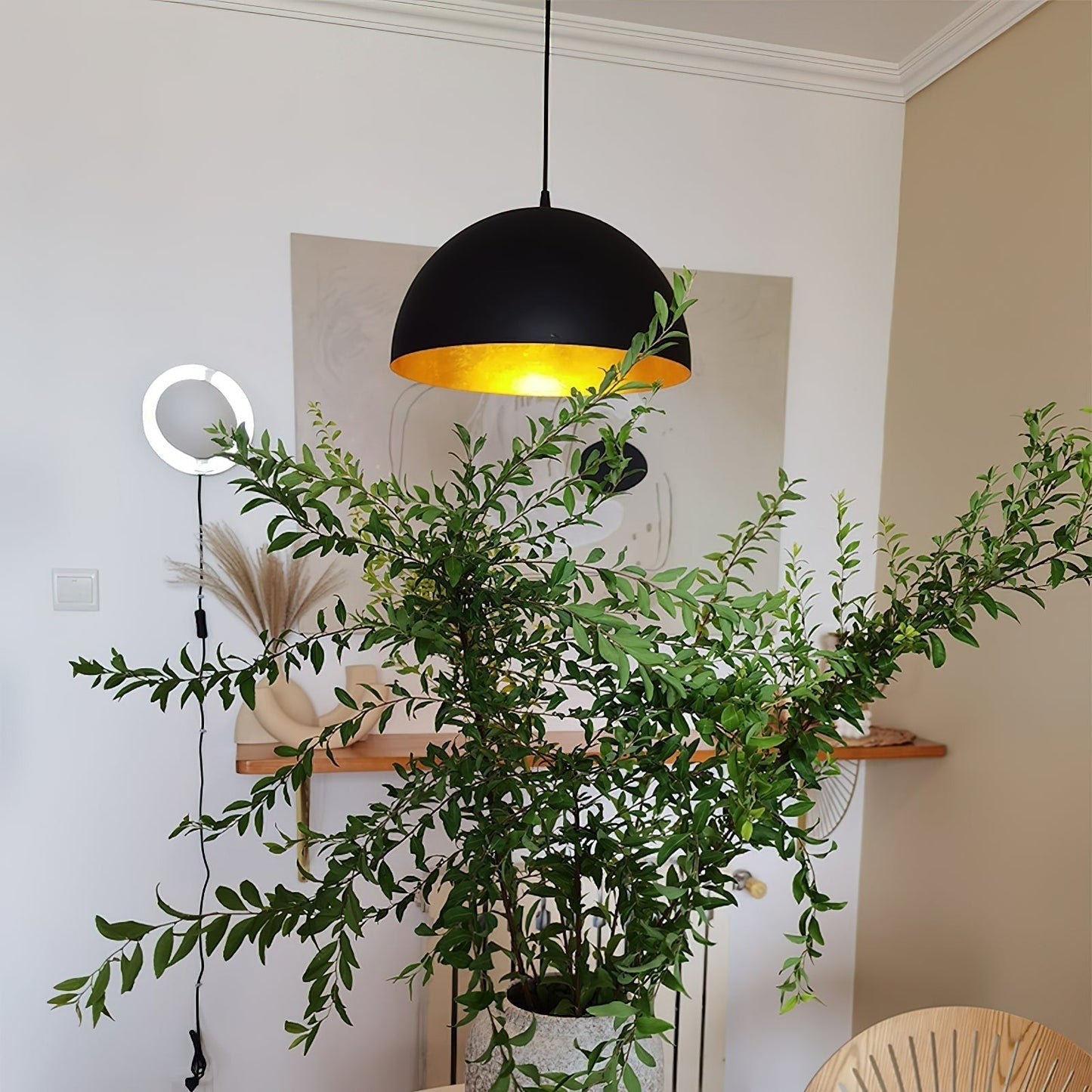 Modern Dome Pendant with Gold Interior