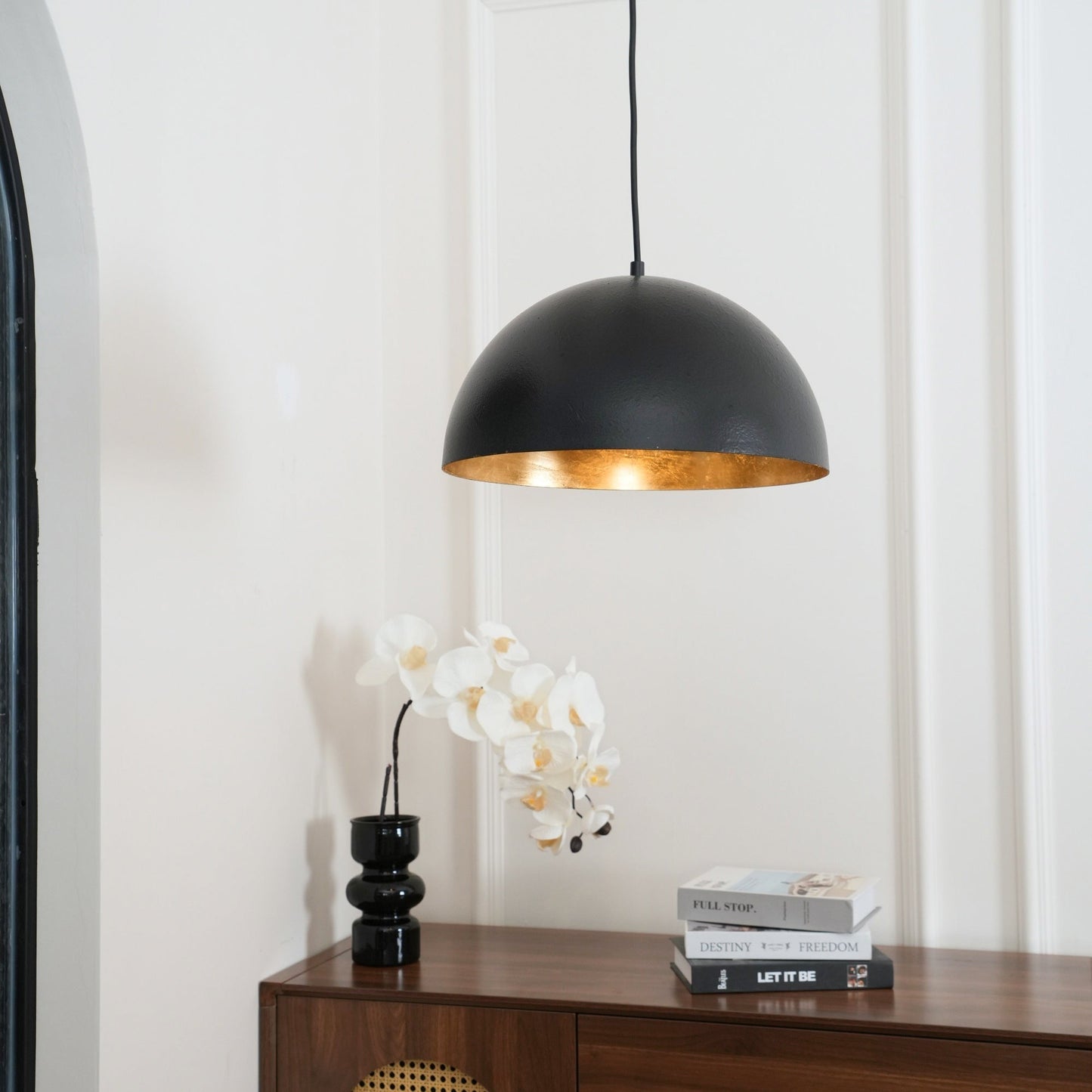 Modern Dome Pendant with Gold Interior
